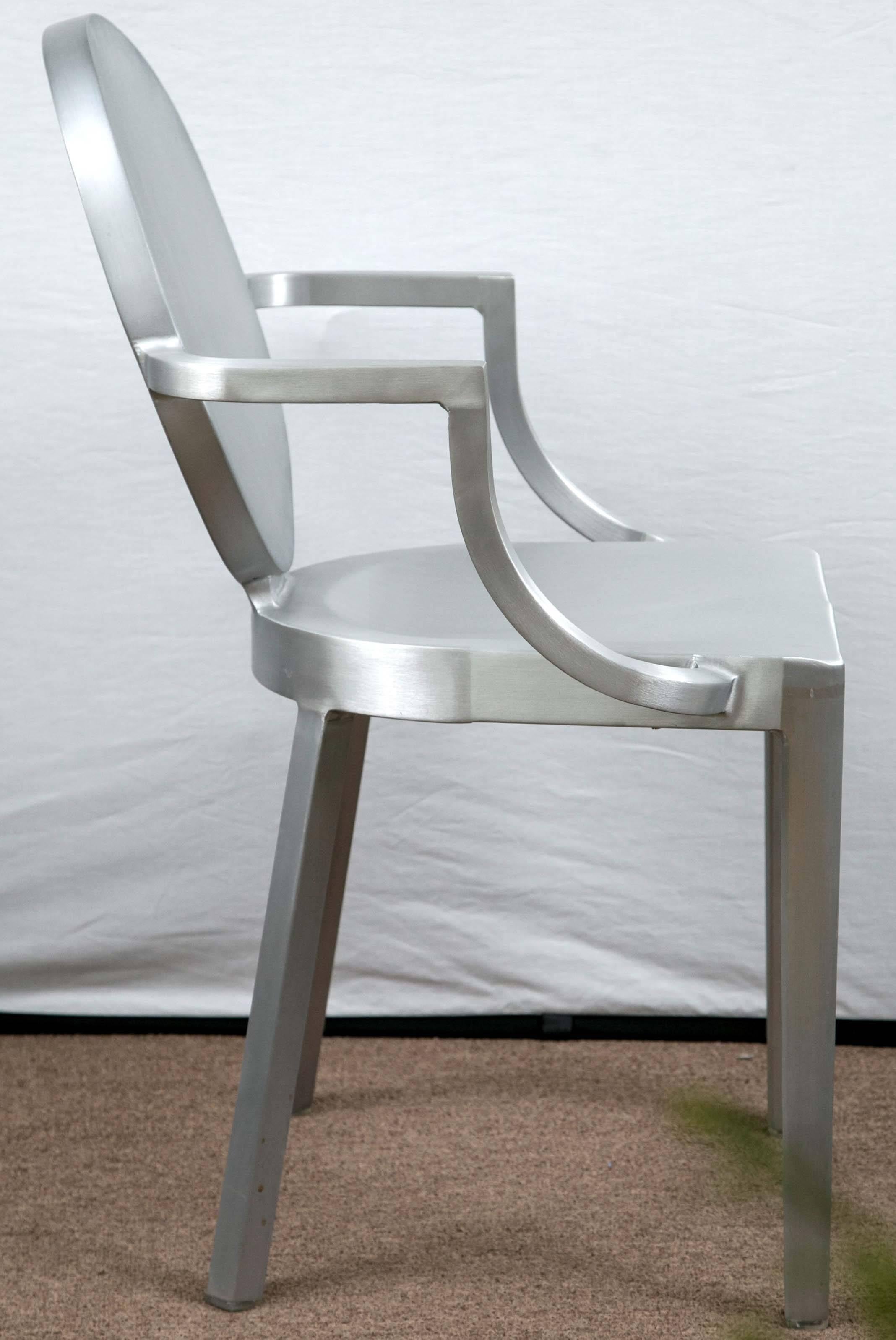 Contemporary Set of Eight Philippe Stark for Emeco Brushed Aluminum 