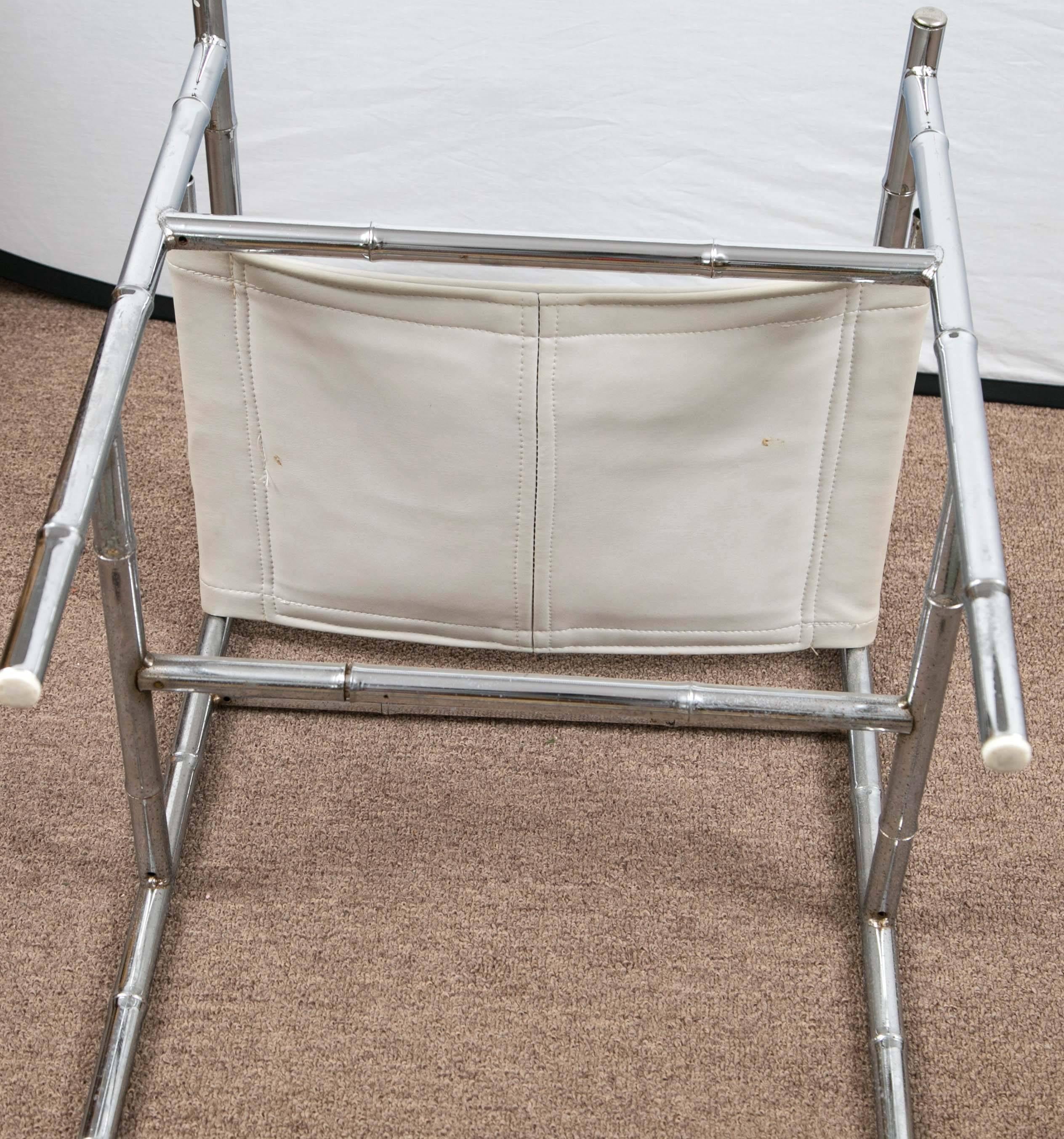 Set of Four Milo Baughman Style Vintage Chrome Bamboo Director's Chairs 2
