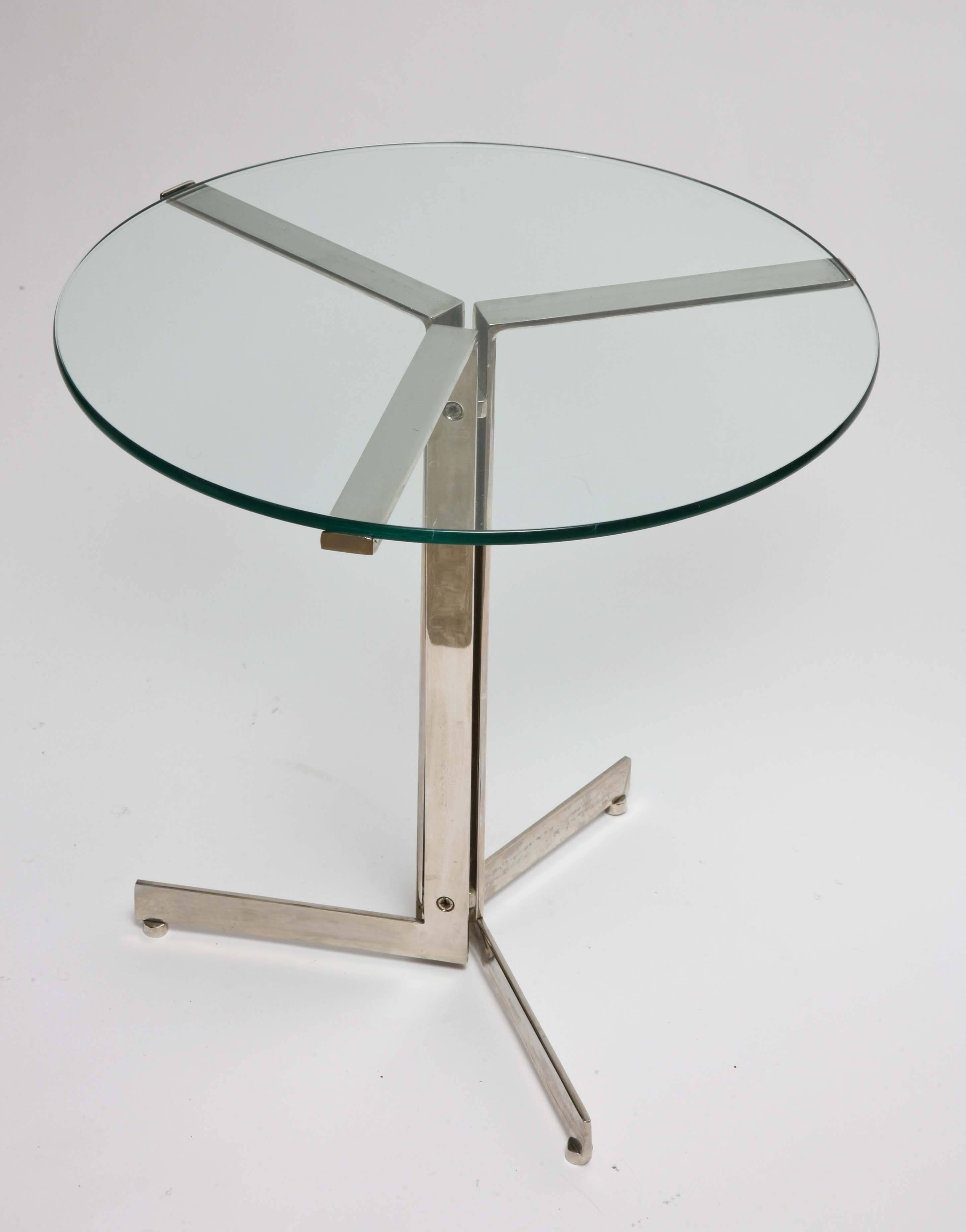 20th Century Mid-Century Modern Hans Eichenberger Alpha Chrome / Glass Side / End Tables Pair
