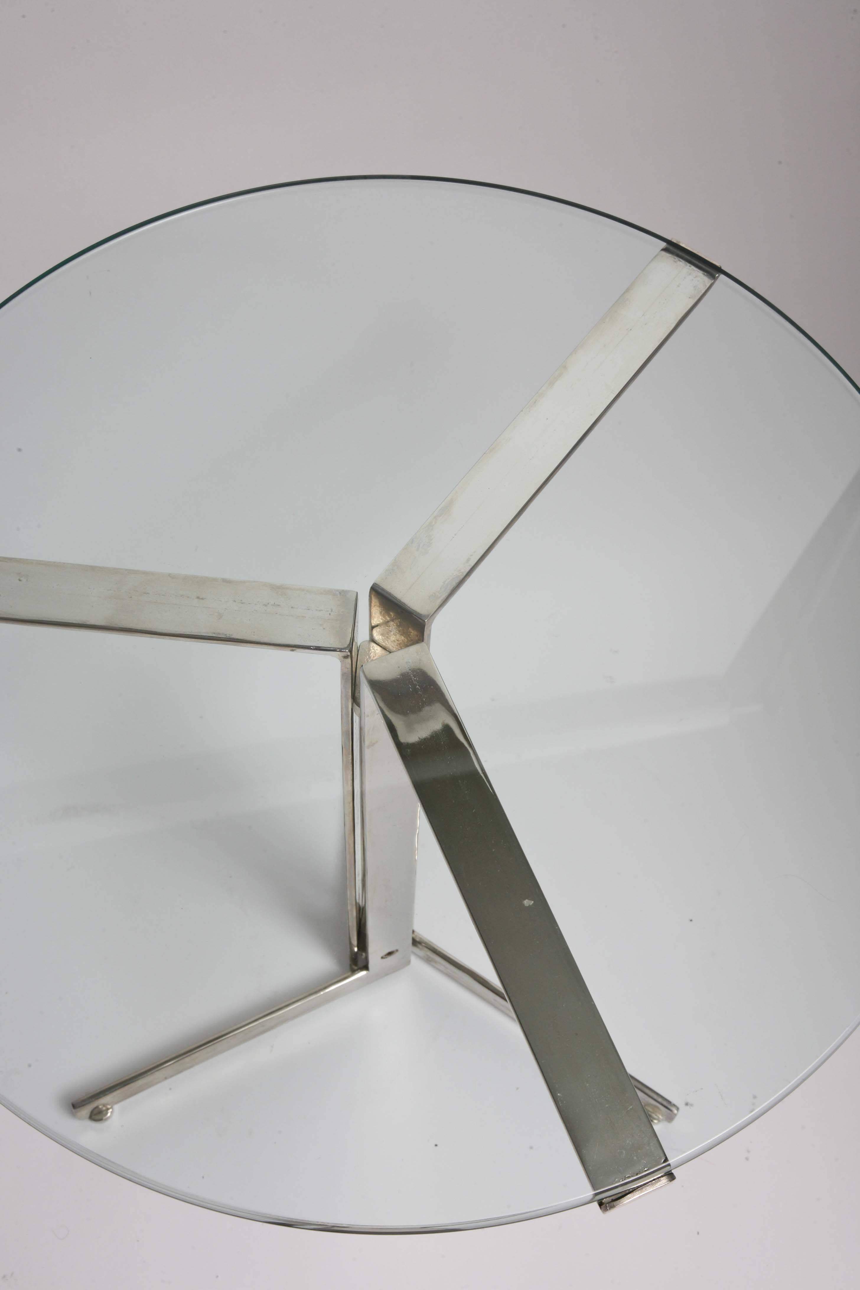 Mid-Century Modern Hans Eichenberger Alpha Chrome / Glass Side / End Tables Pair 1