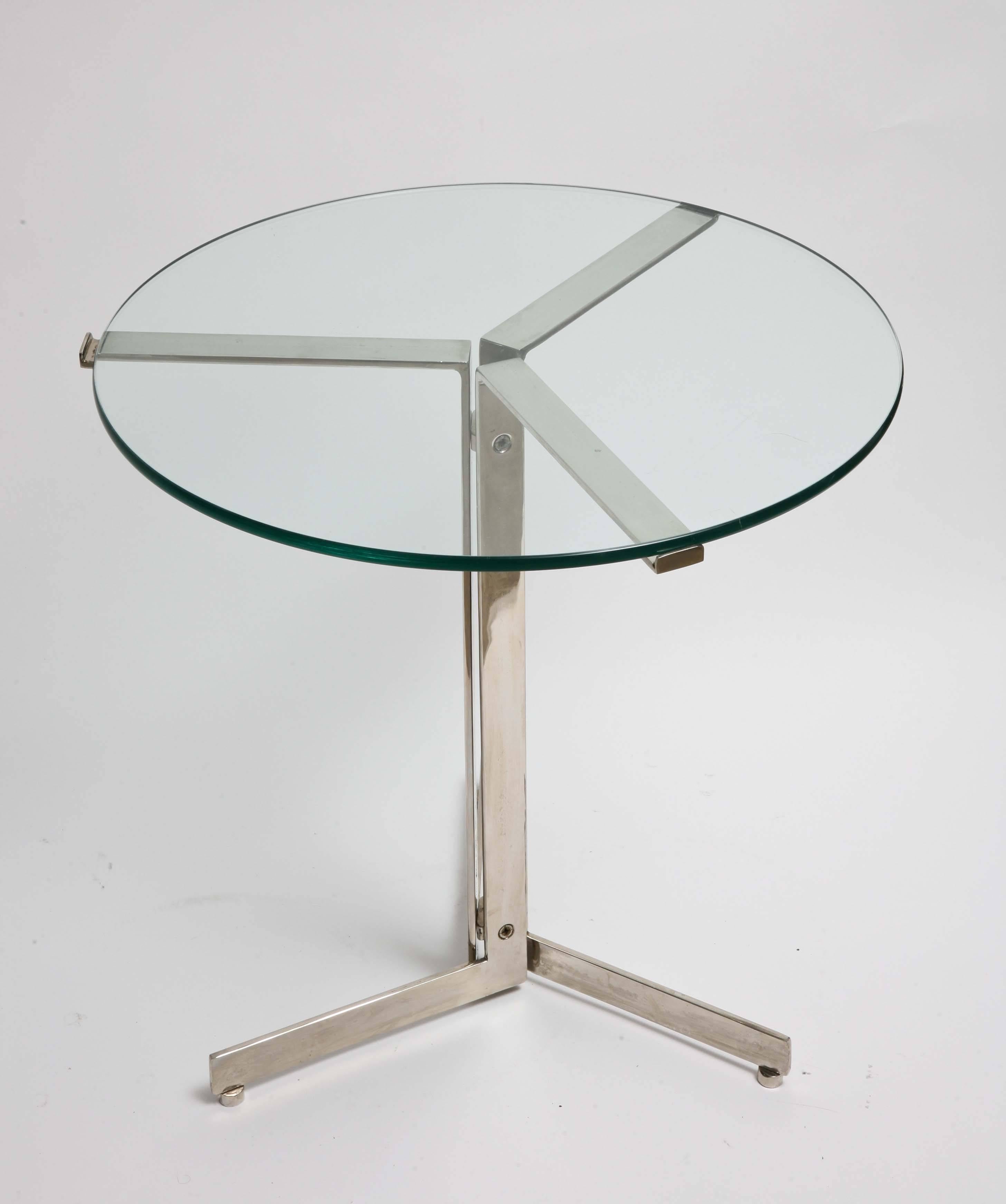 Mid-Century Modern Hans Eichenberger Alpha Chrome / Glass Side / End Tables Pair 2