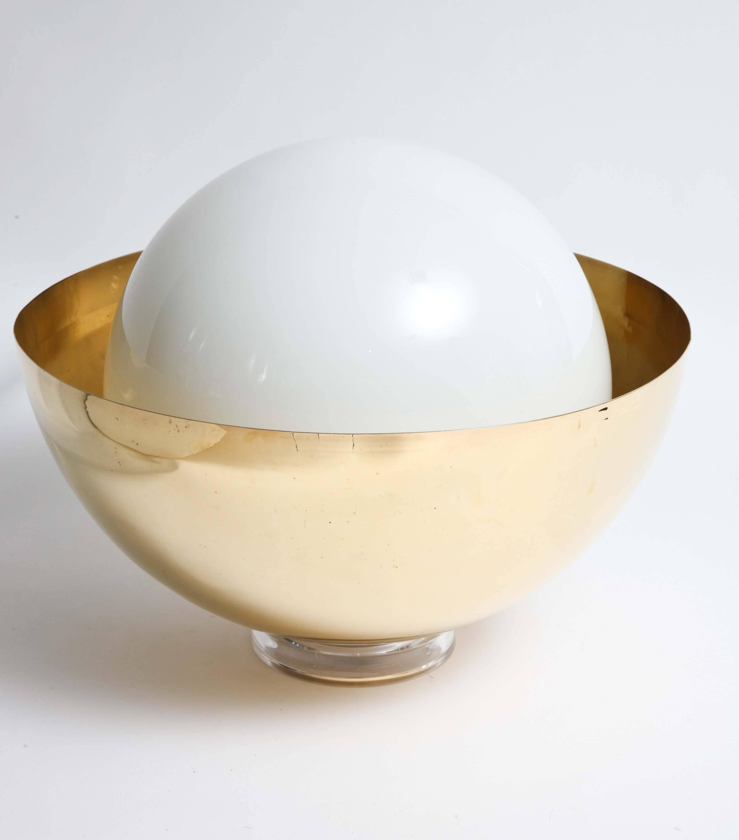 20th Century Mid-Century Modern Italian Stilnovo Brass/Glass Globe Table Lamp