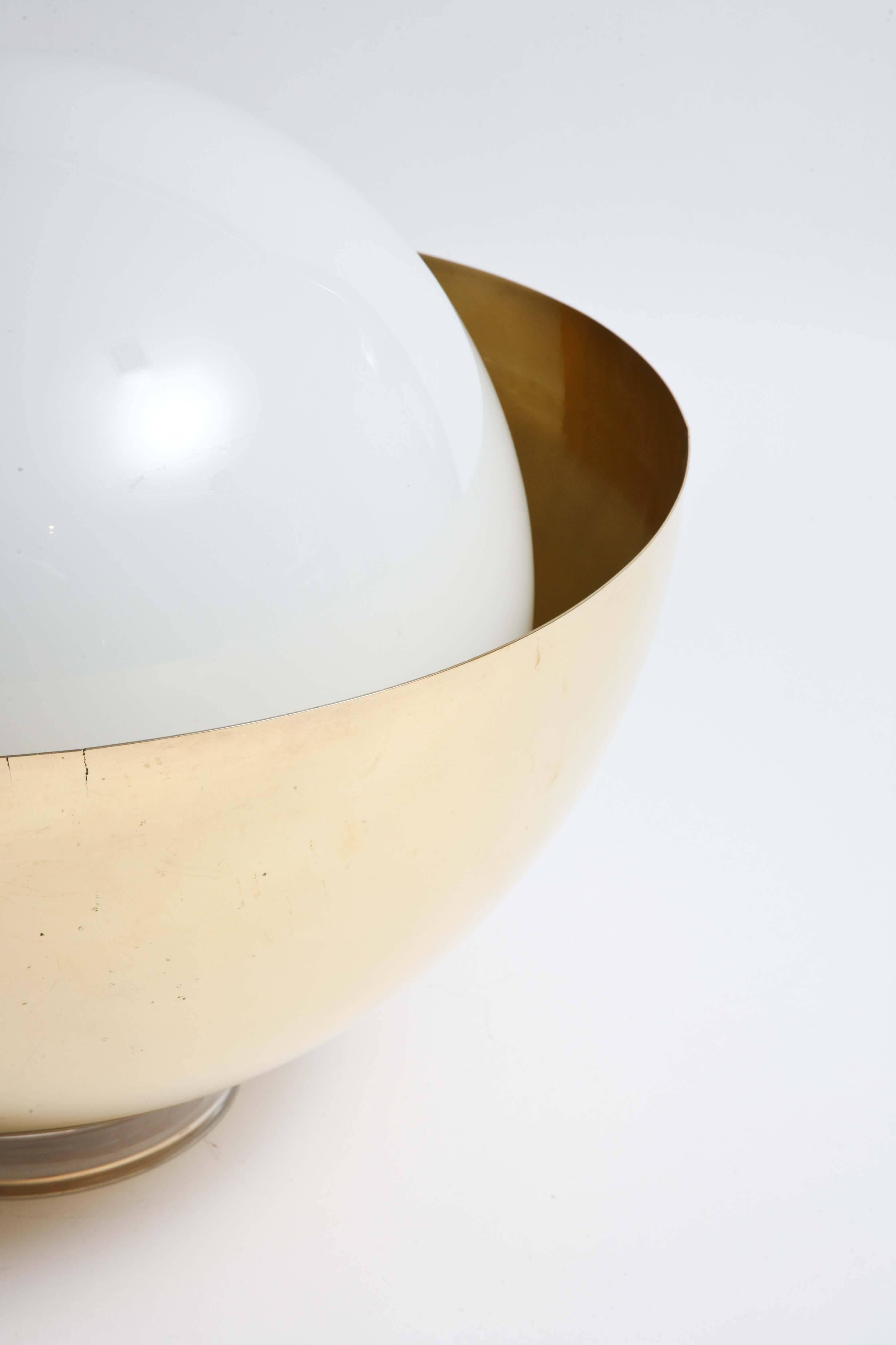 Acrylic Mid-Century Modern Italian Stilnovo Brass/Glass Globe Table Lamp