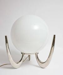 Mid-Century Modern Continental Chrome/Glass Sculptural Table/Floor Orb Lamp