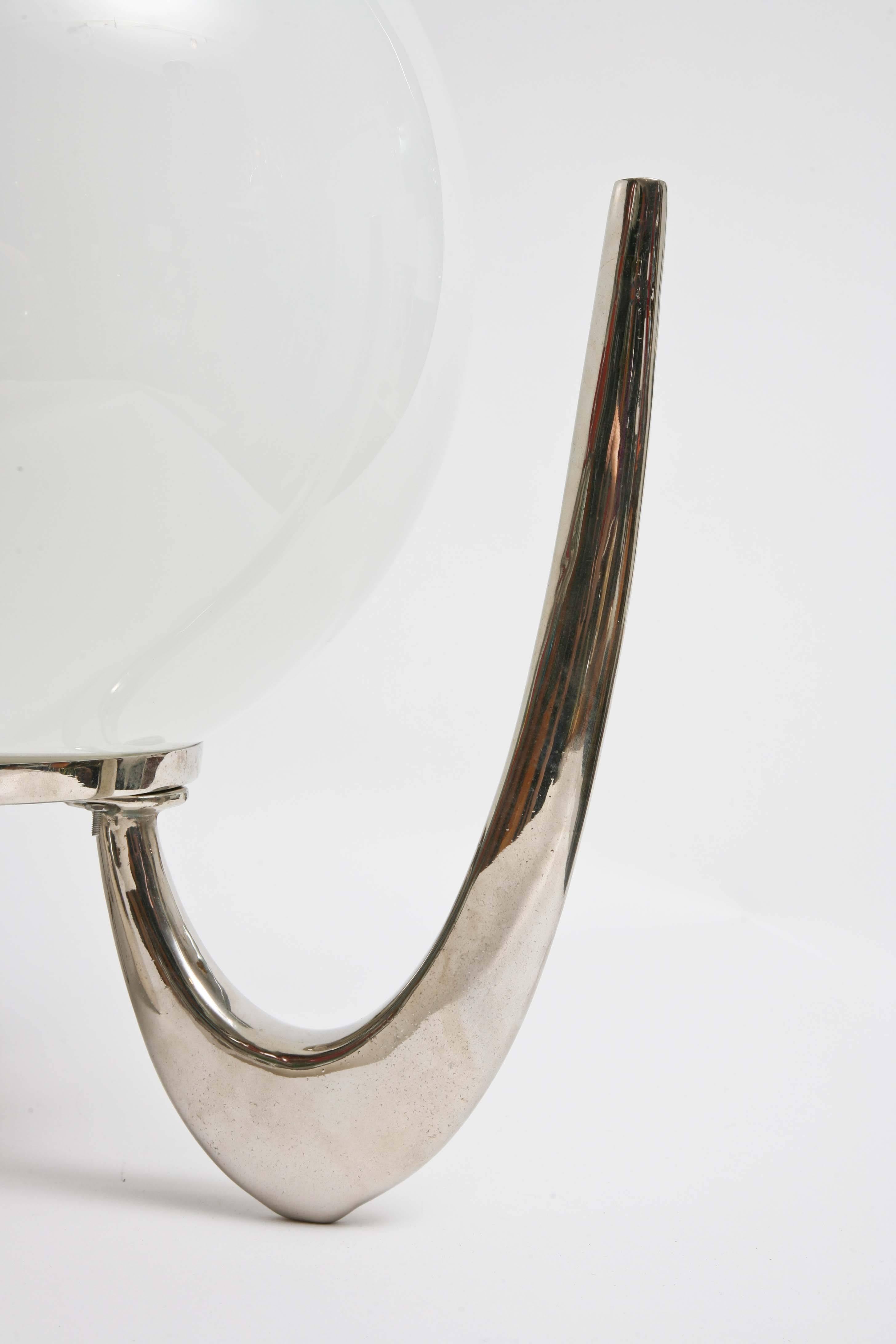 20th Century Mid-Century Modern Continental Chrome/Glass Sculptural Table/Floor Orb Lamp For Sale