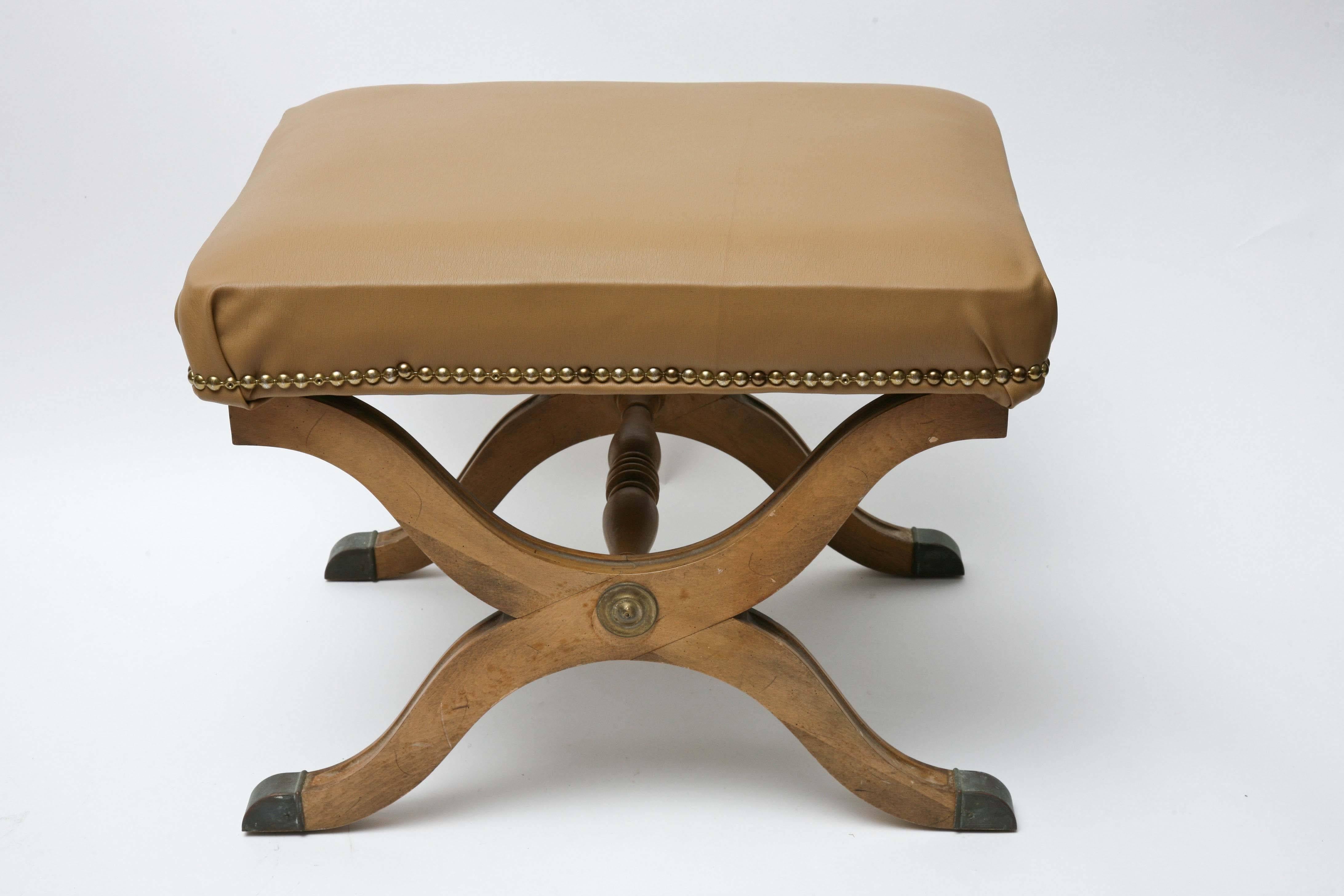 Pair of foot stools by Dorothy Draper for Henredon. They have been recovered at some point.