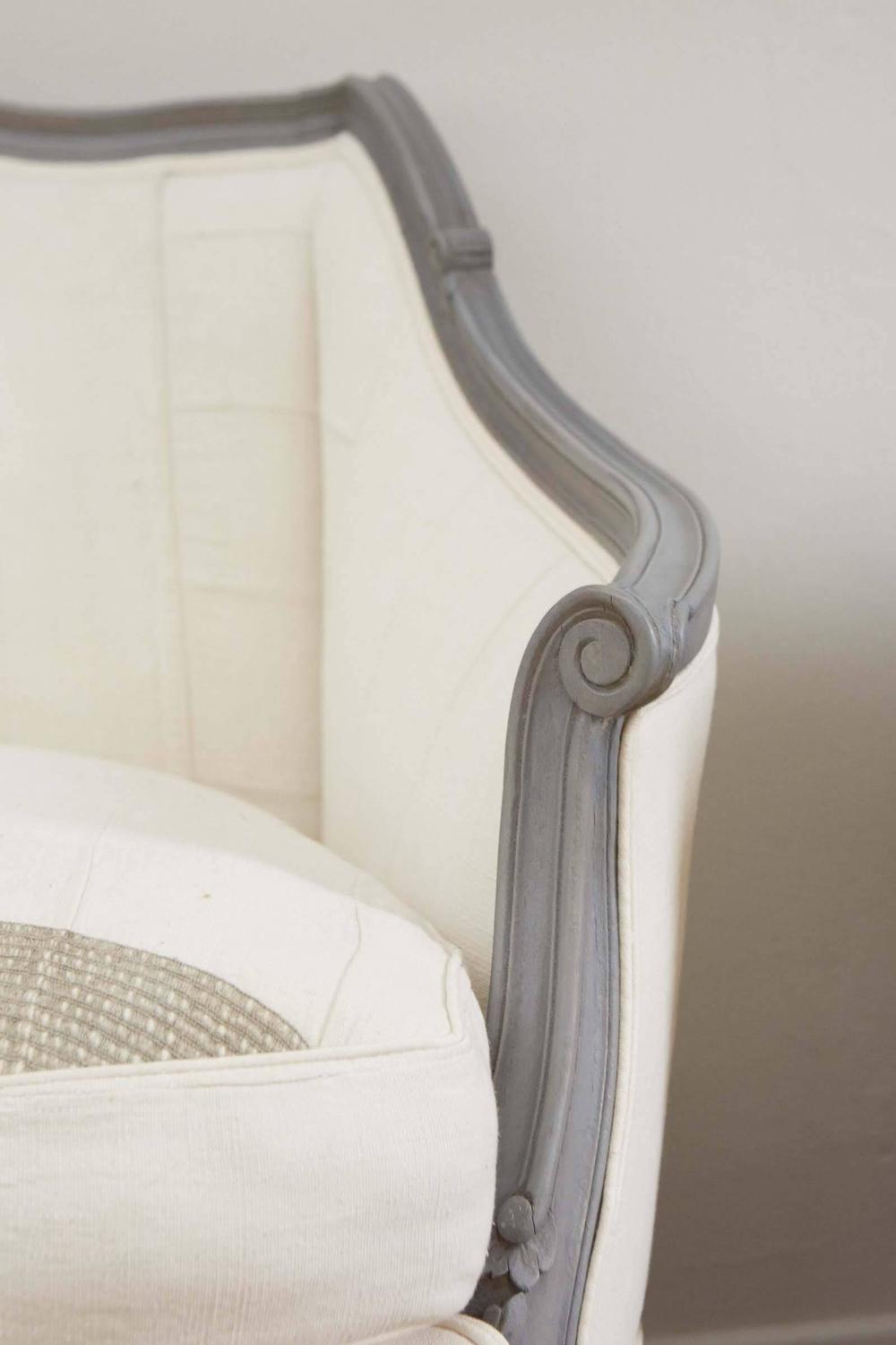 Vintage French Settee with African Embroidered Fabric For Sale at 1stdibs