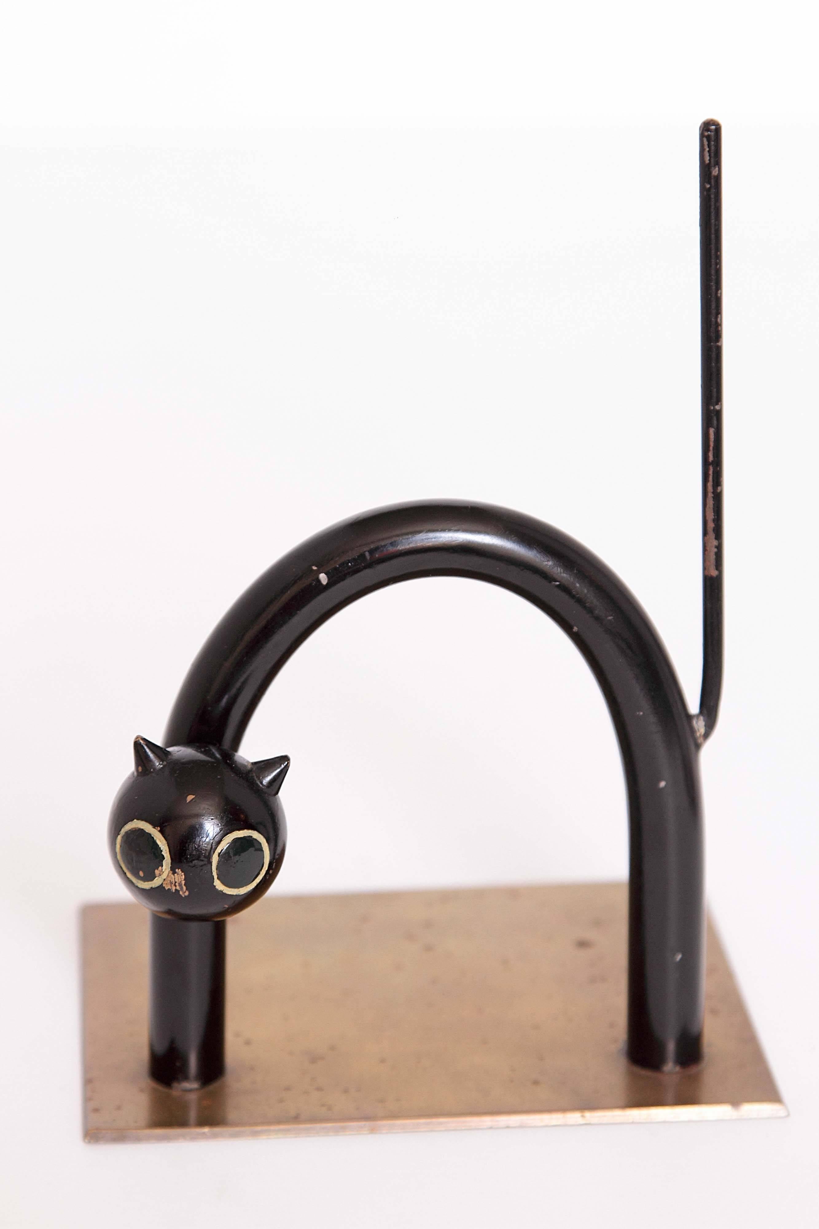 Rare Large Chase Walter Von Nessen Bookend-Matched CAT Bookends In Good Condition In Dallas, TX