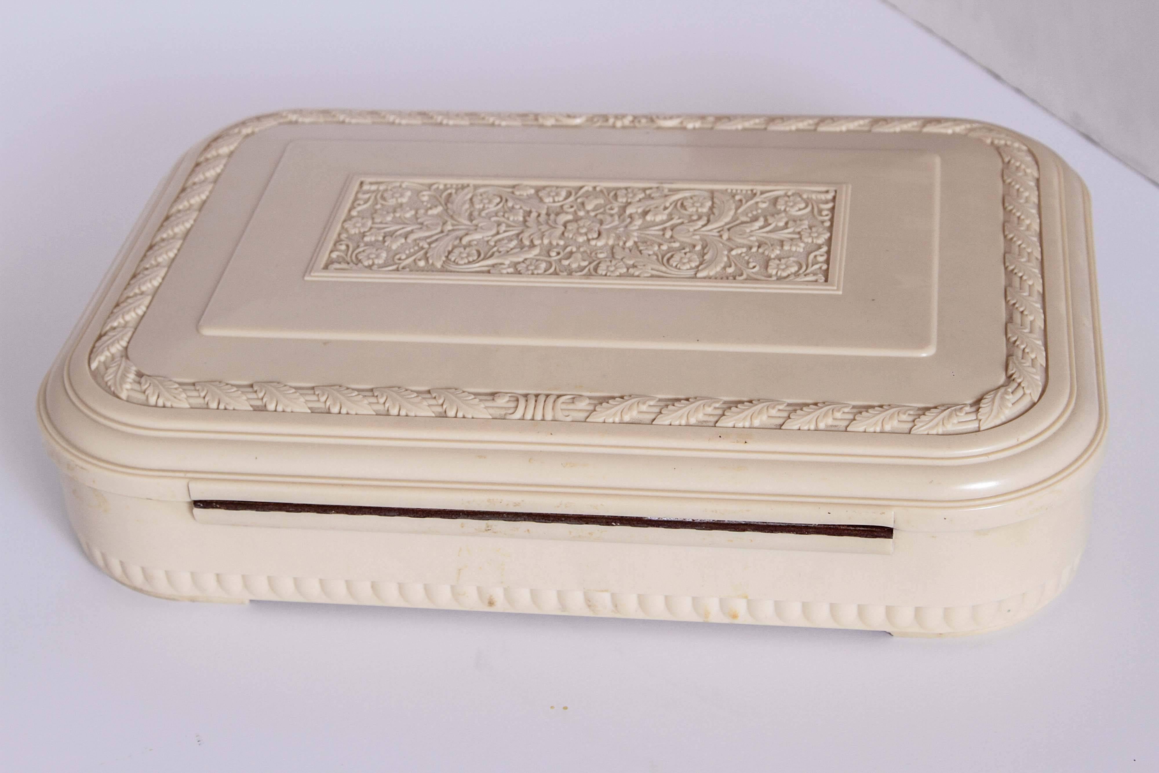 Mid-20th Century Large Vintage Art Deco White Bakelite Silver Service Case