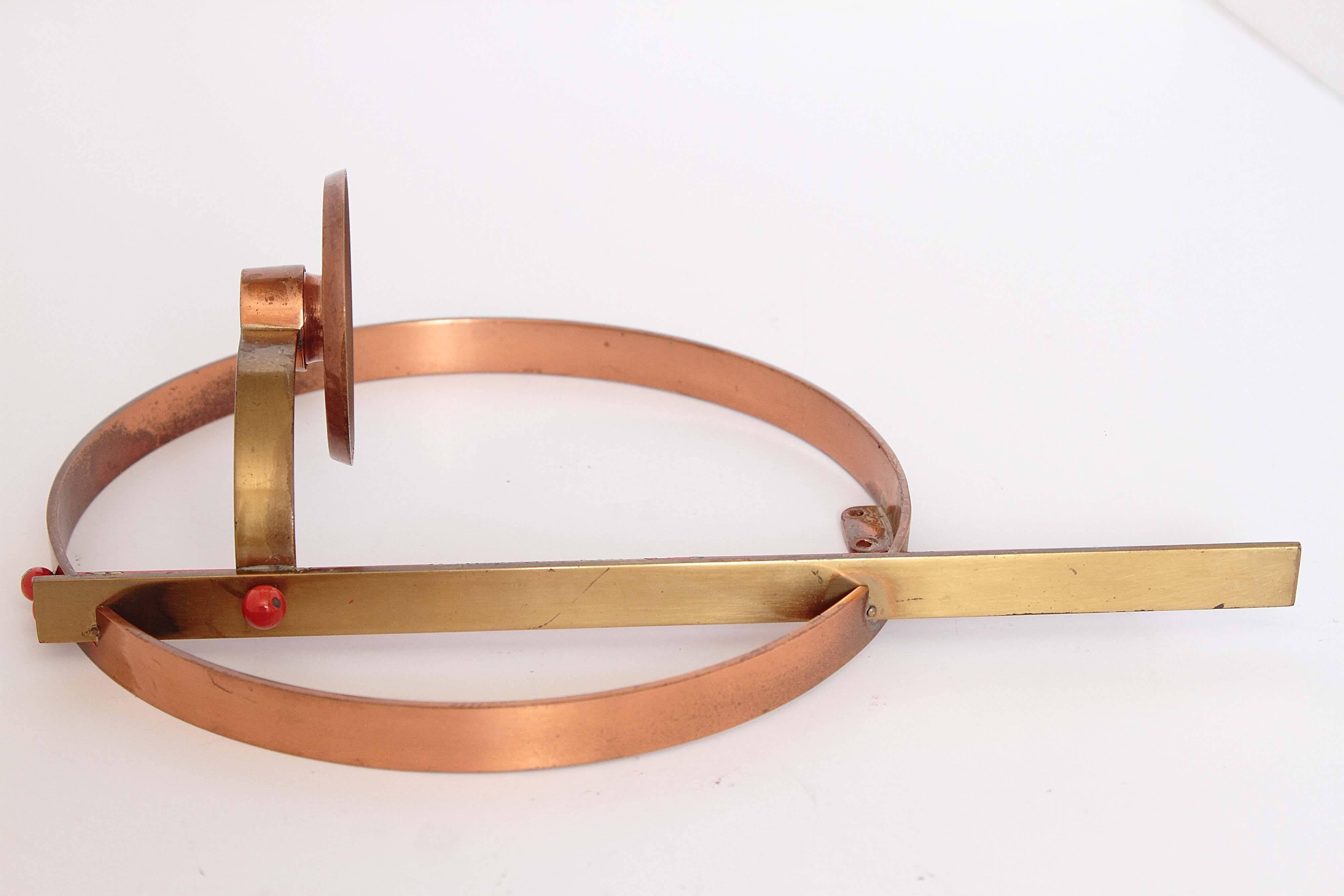 Copper Machine Age Art Deco Mixed Metal Lighting Designs by Walter Von Nessen For Sale