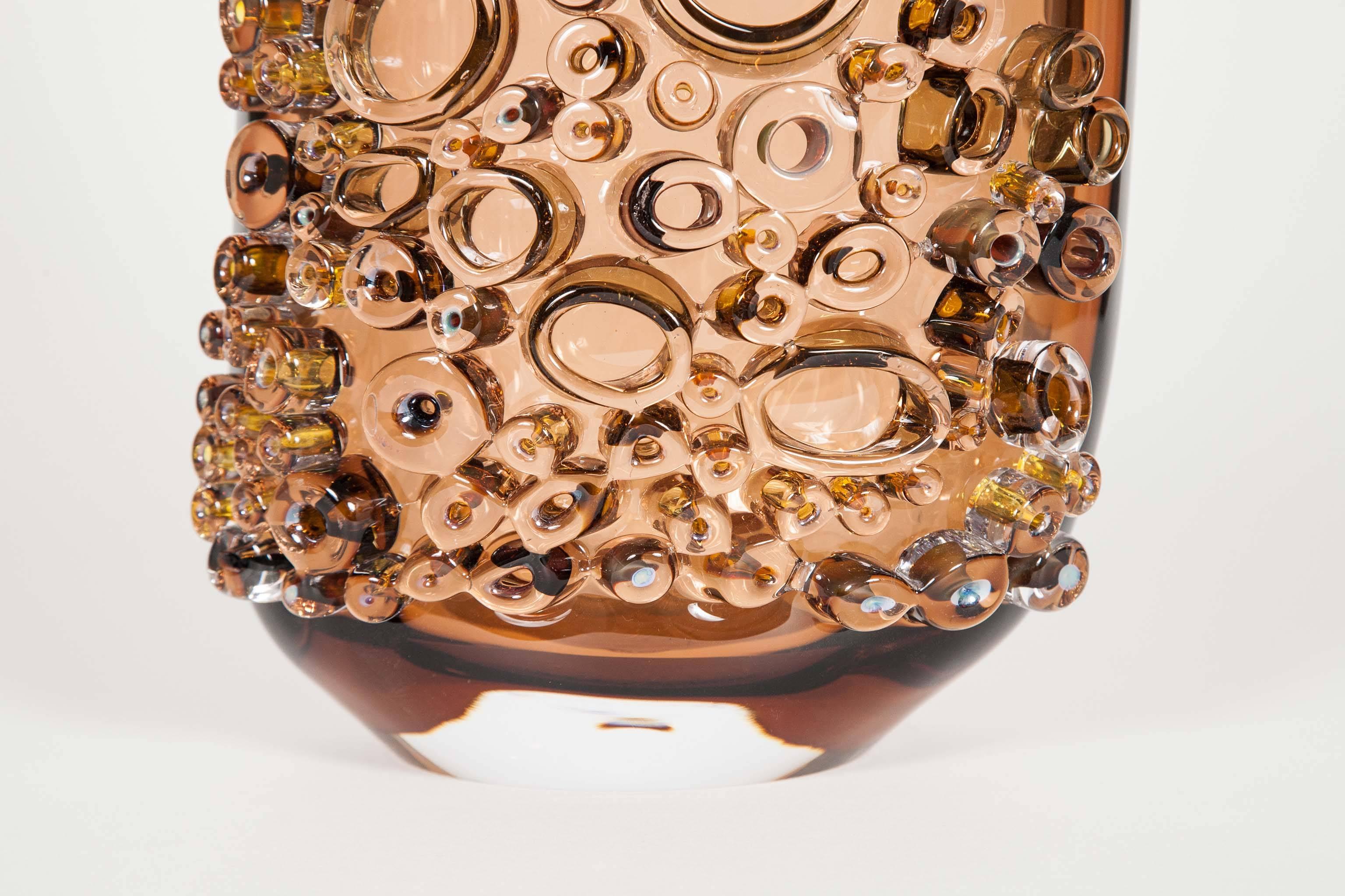 Organic Modern Tube Field Amber, High Shape II, a unique amber glass art work by Sabine Lintzen