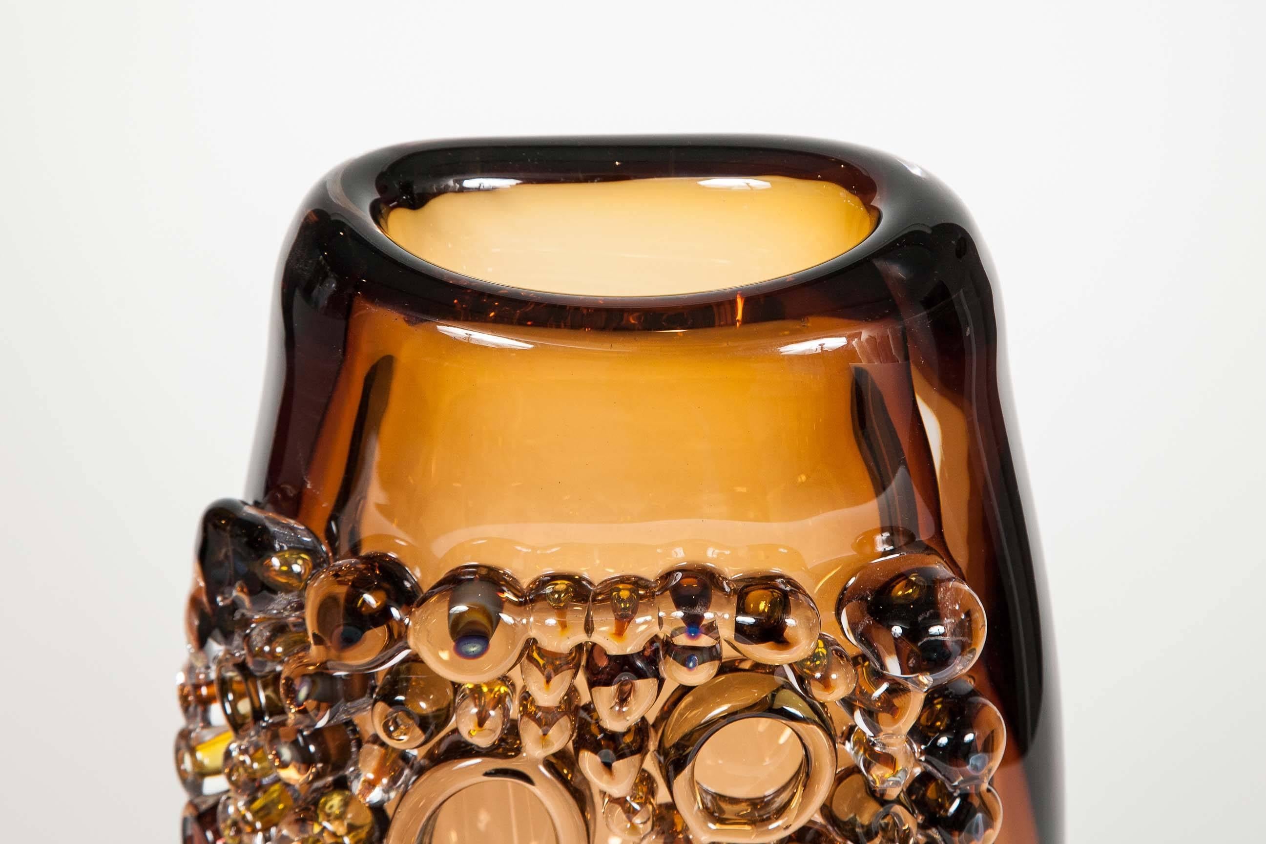 Hand-Crafted Tube Field Amber, High Shape II, a unique amber glass art work by Sabine Lintzen