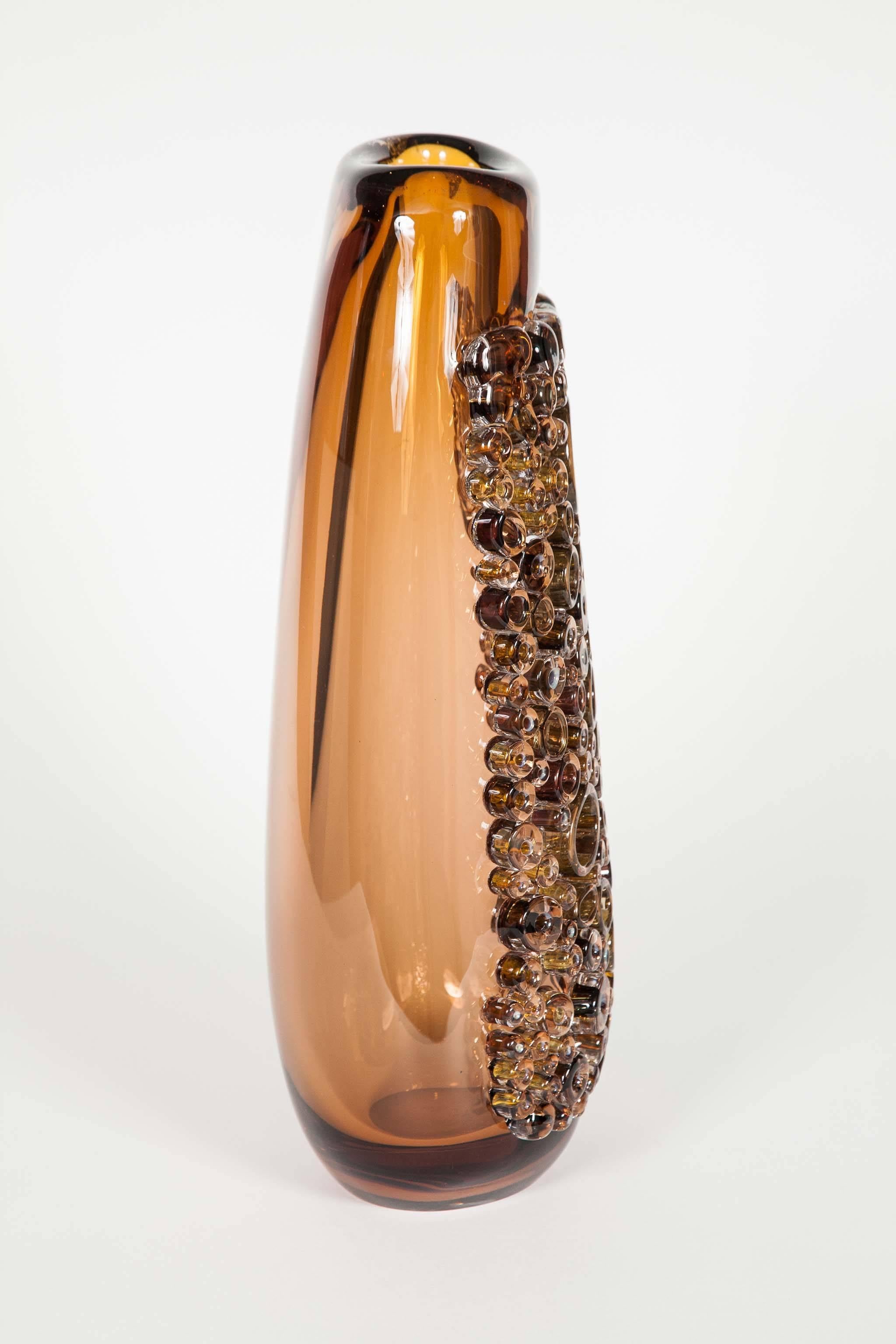 Contemporary Tube Field Amber, High Shape II, a unique amber glass art work by Sabine Lintzen
