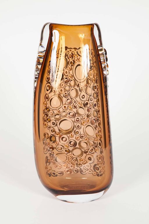 Tube Field Amber, High Shape II, a unique amber glass art work by