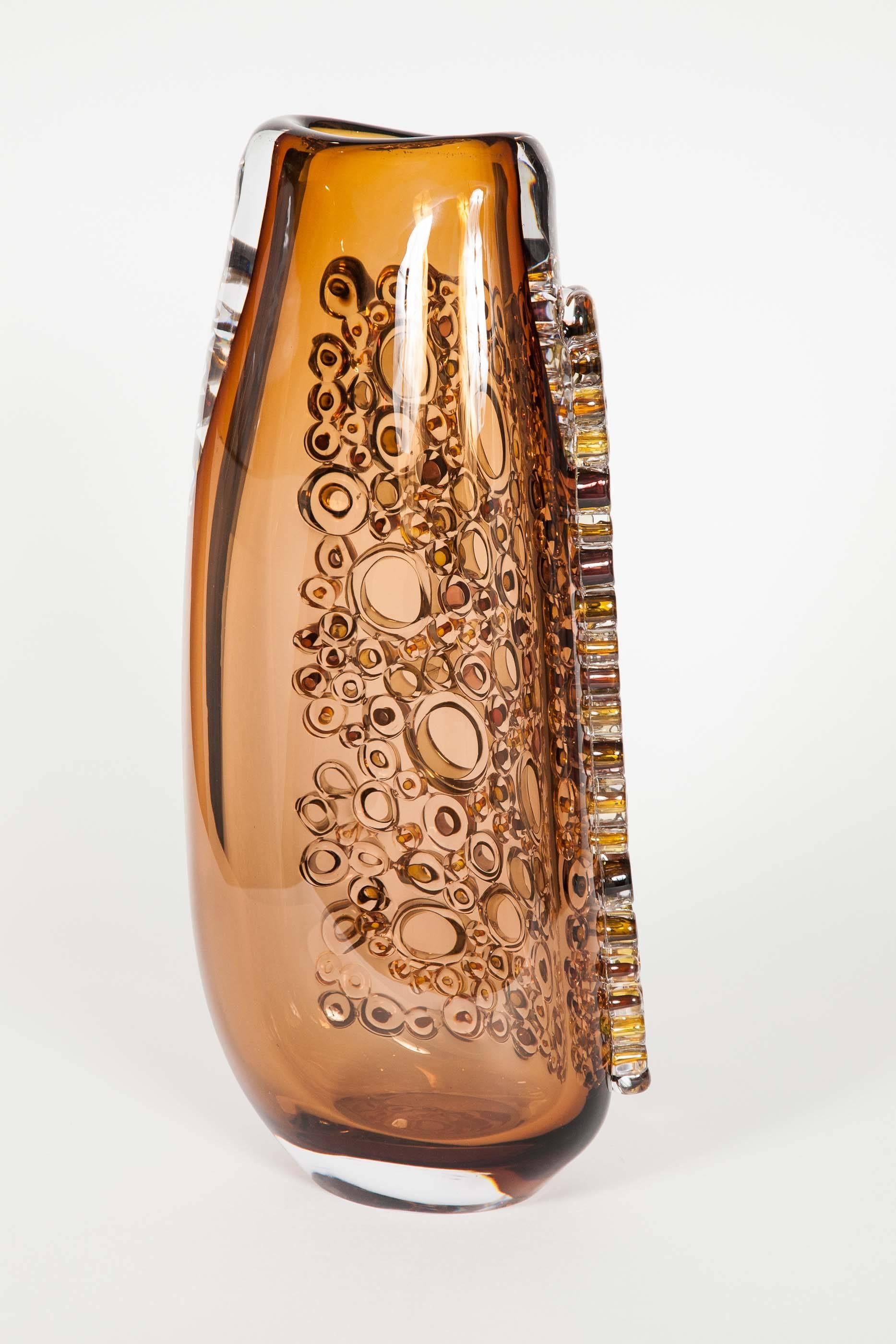 Tube Field Amber, High Shape II, a unique amber glass art work by Sabine Lintzen 1
