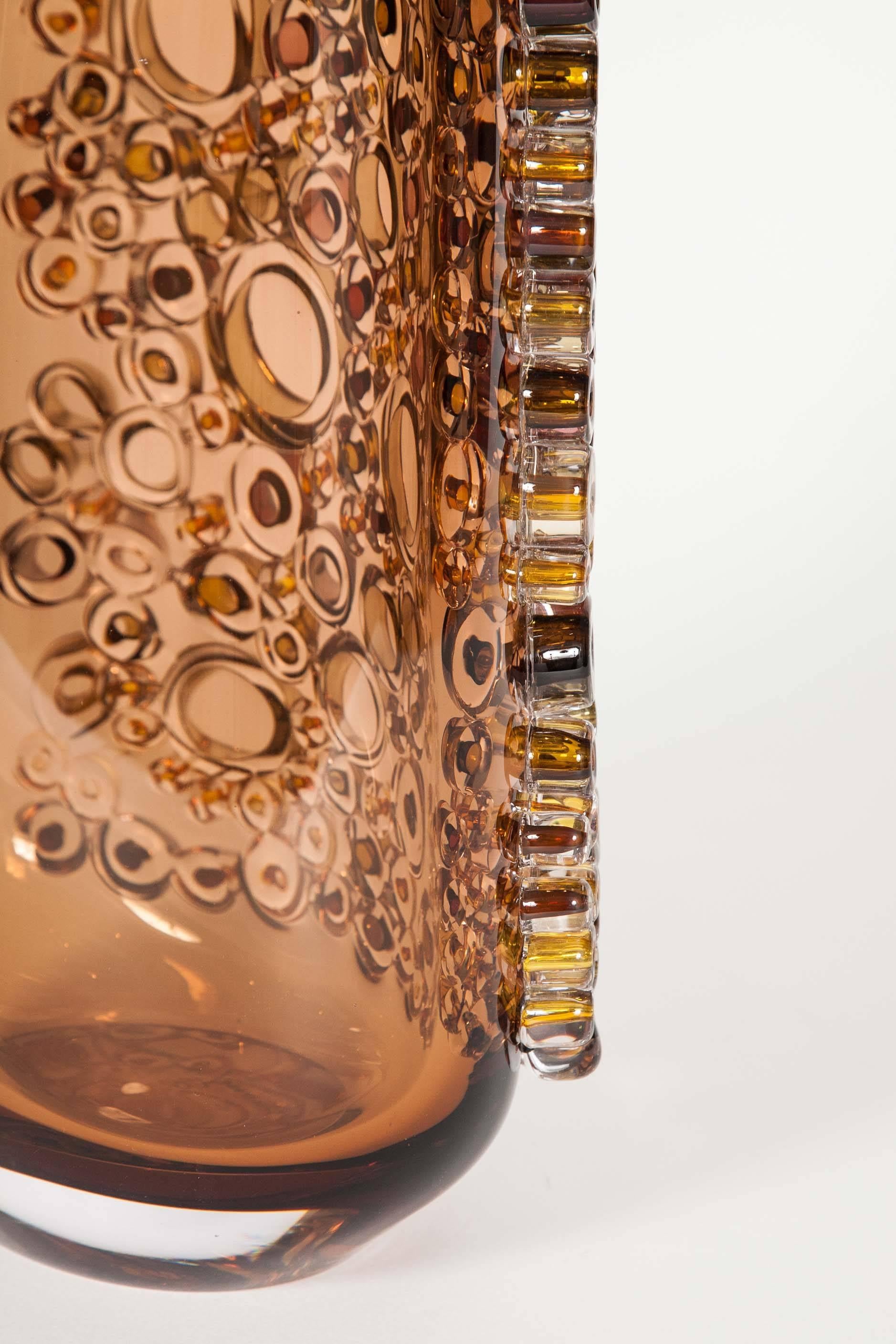 Tube Field Amber, High Shape II, a unique amber glass art work by Sabine Lintzen 2