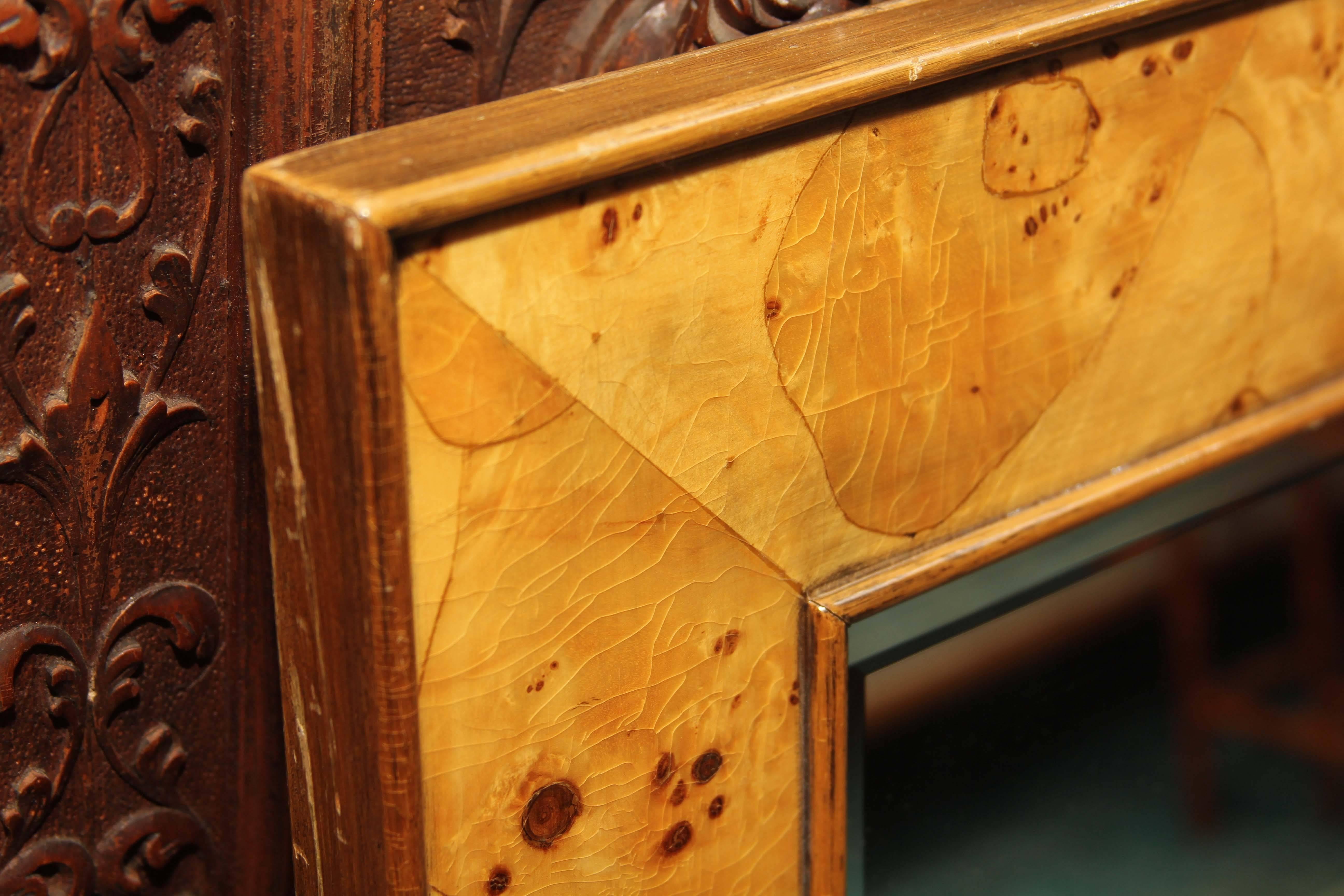 20th Century Mid-Century Italian Burl Mirror