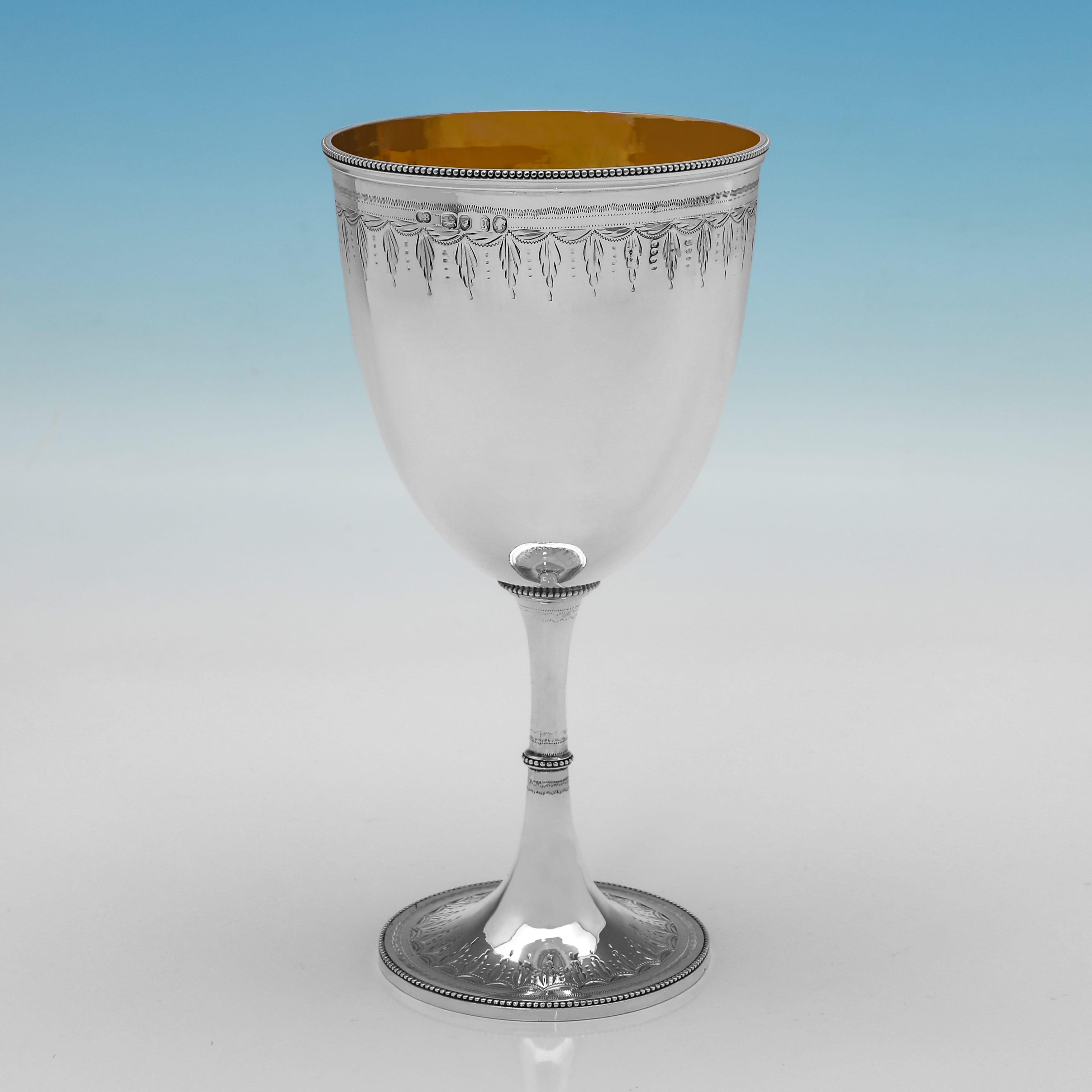 Calice da vino vittoriano in argento sterling realizzato a Londra nel 1862