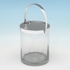 Antico vaso da marmellata in vetro e argento sterling di Hukin and Heath del 1922