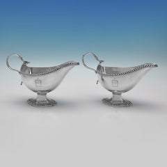 Coppia di salsiere in argento sterling di Giorgio III realizzate a Londra nel 1772