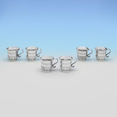 Set di bicchieri da whisky vittoriani in argento Britannia standard, realizzati nel 1877