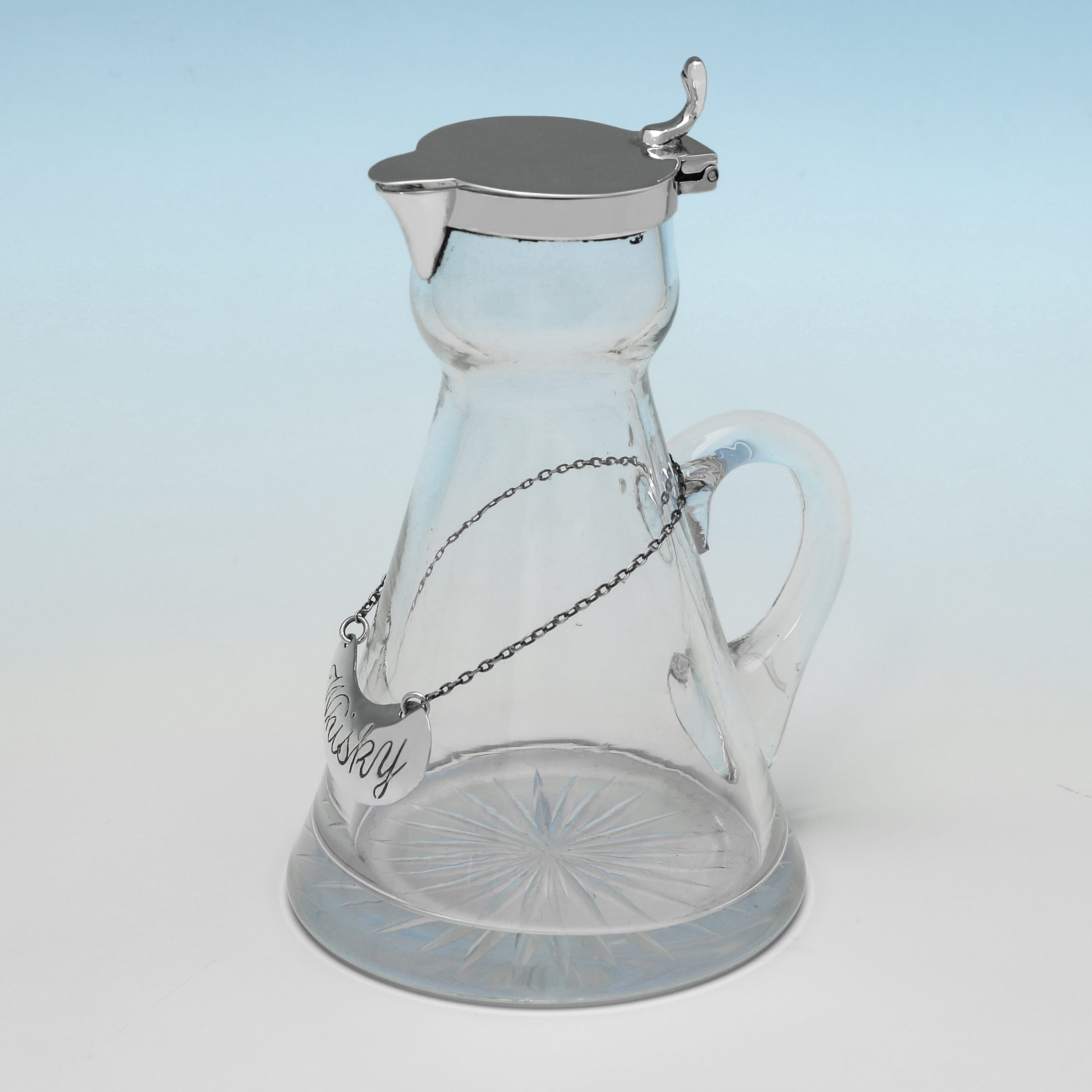 Vaso da whisky in vetro antico e argento sterling del periodo di Giorgio V o chota peg