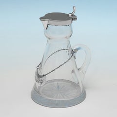 Vaso da whisky in vetro antico e argento sterling del periodo di Giorgio V o chota peg