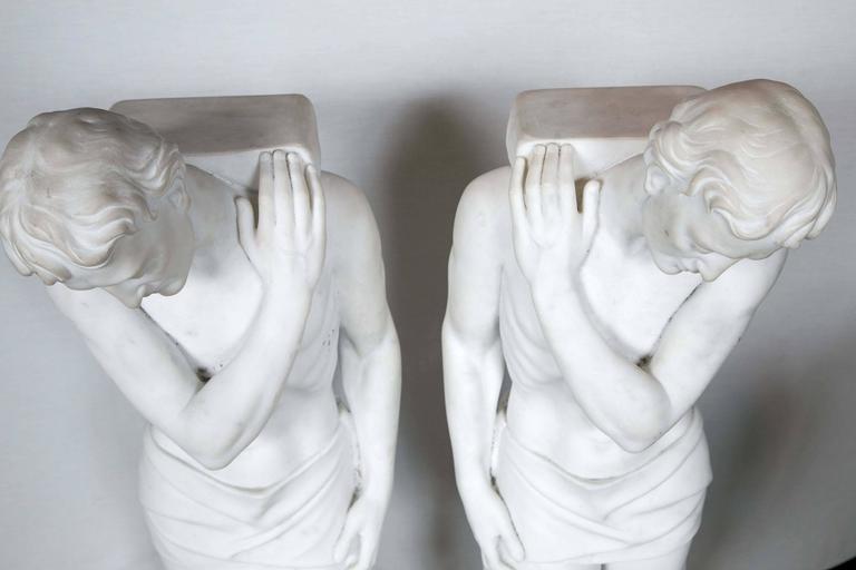 Pair of White Marble Sculptures For Sale at 1stdibs