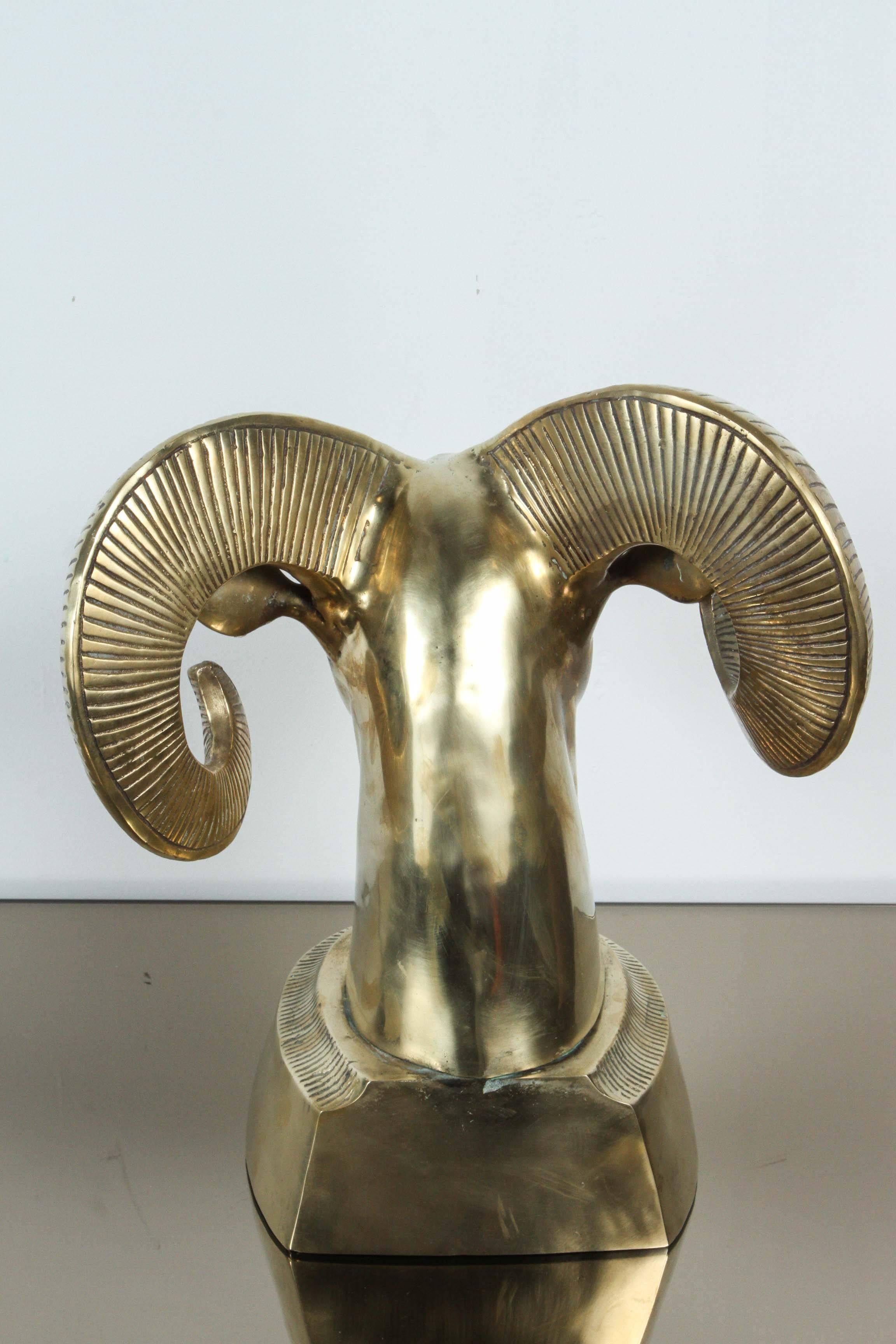 Pair of Large Decorative Brass Rams Heads / Bookends 1