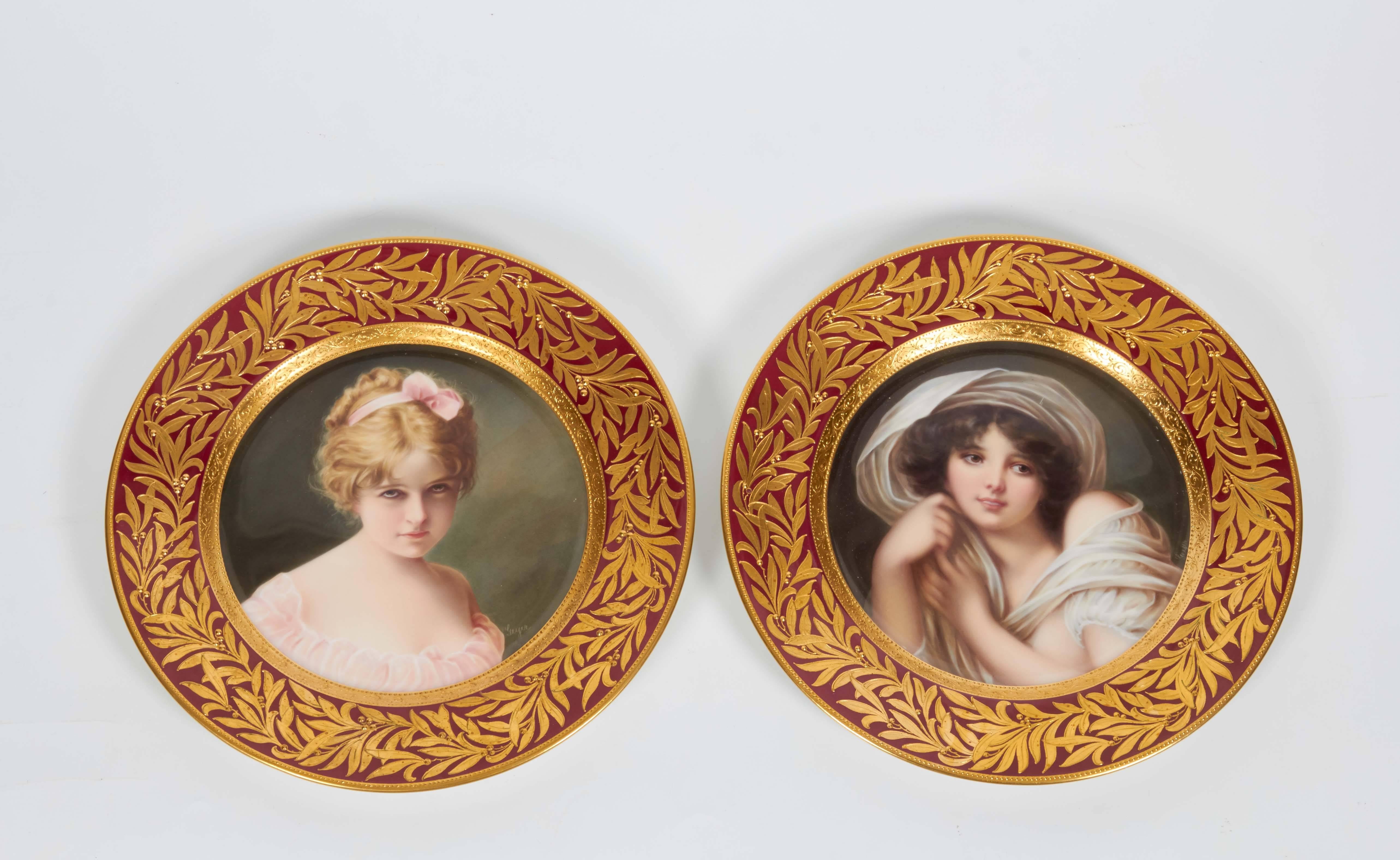 12 American, Vienna Style, CAC/Lenox Porcelain Portrait Plates, Tiffany & Co In Excellent Condition In New York, NY