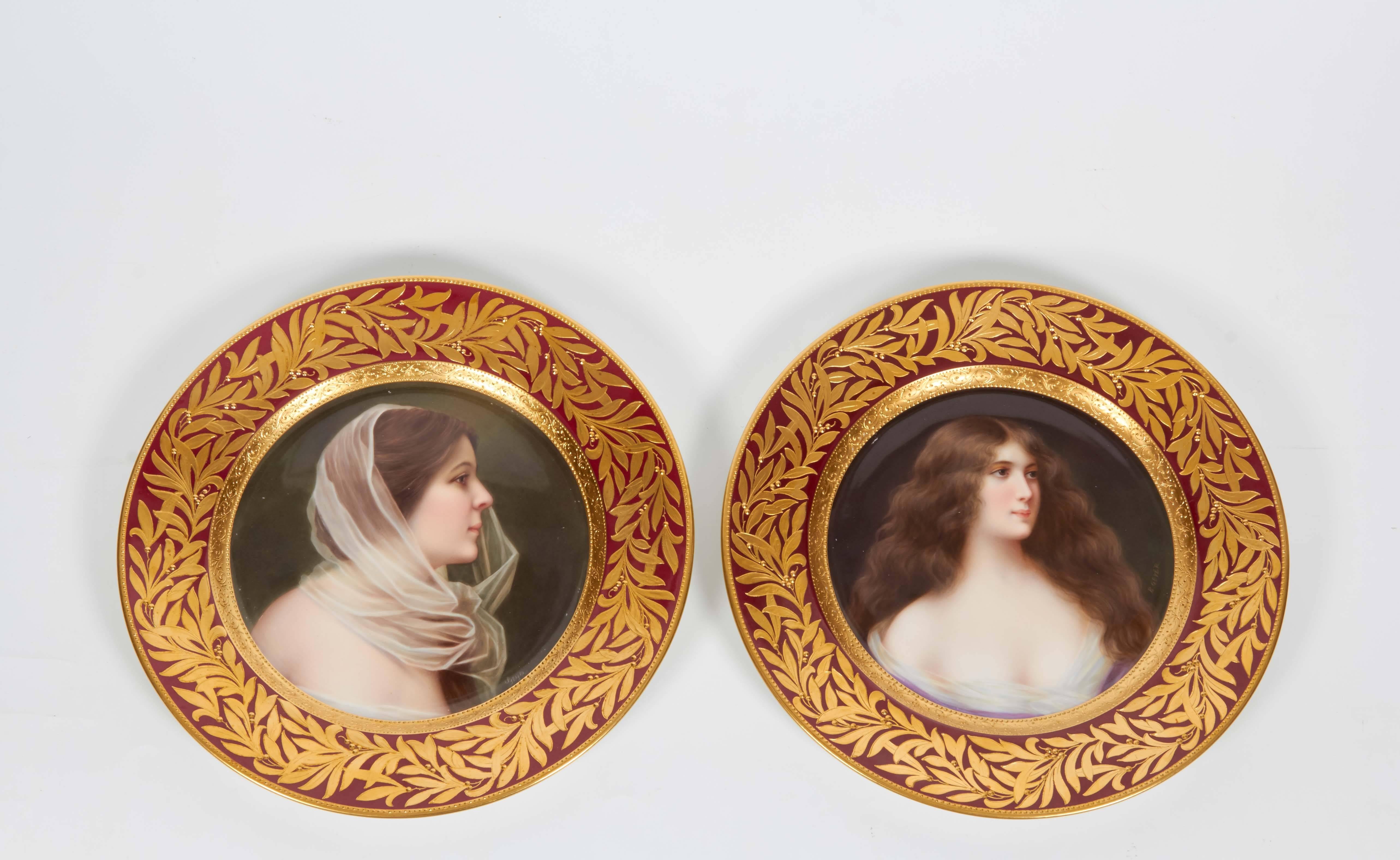 Early 20th Century 12 American, Vienna Style, CAC/Lenox Porcelain Portrait Plates, Tiffany & Co