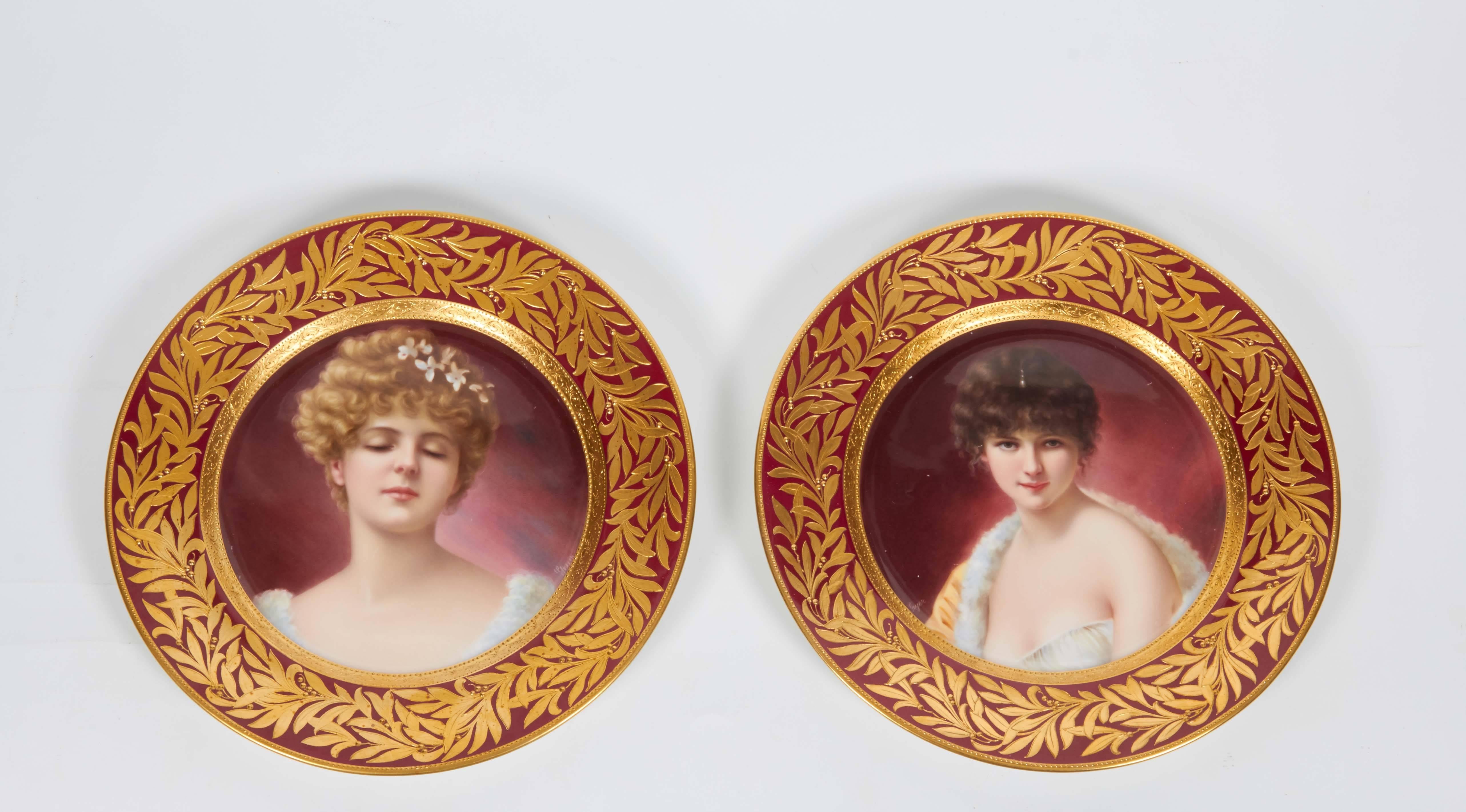 12 American, Vienna Style, CAC/Lenox Porcelain Portrait Plates, Tiffany & Co 1