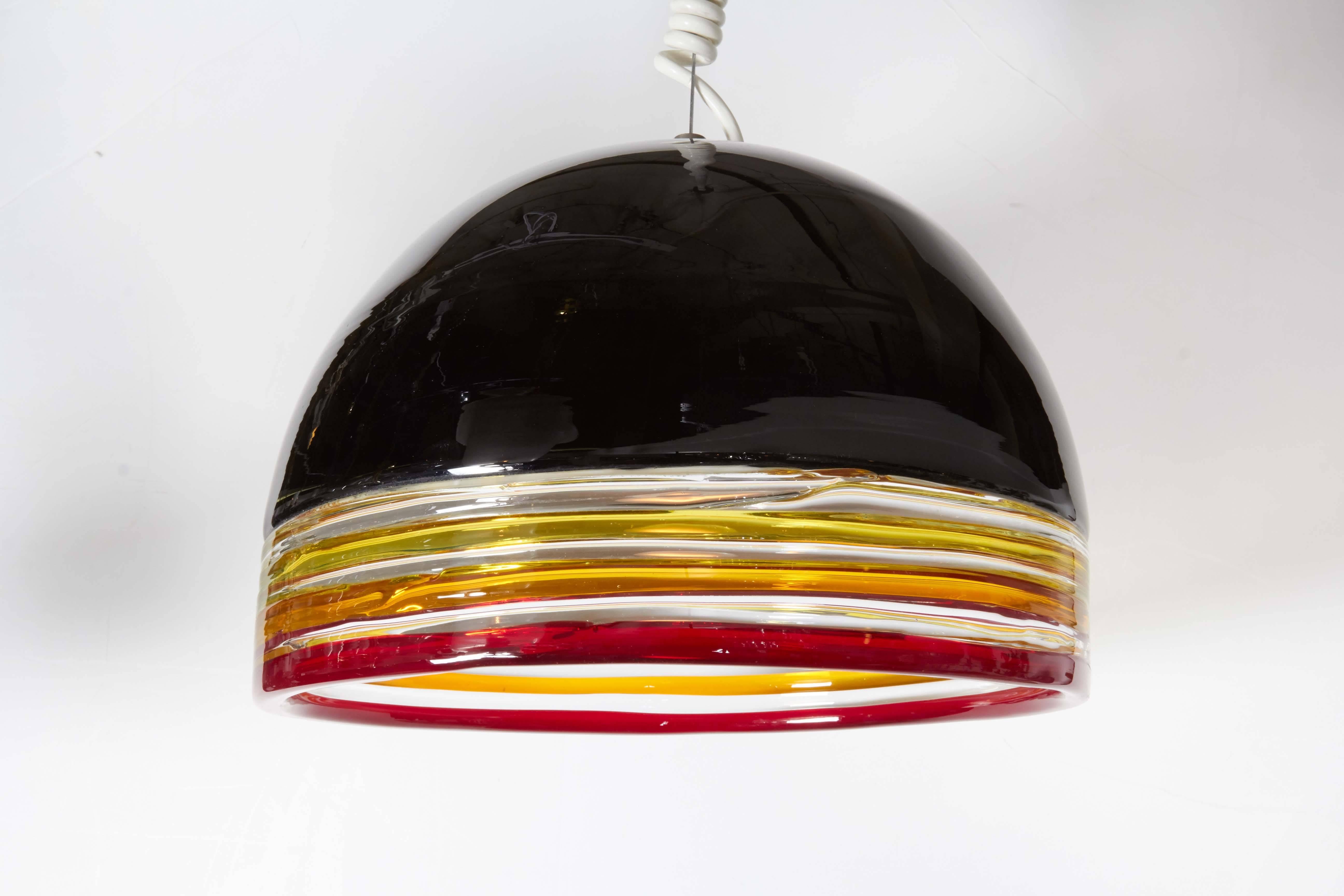 Hand-Crafted Italian 1970s  Black Pendant Light by Leucos