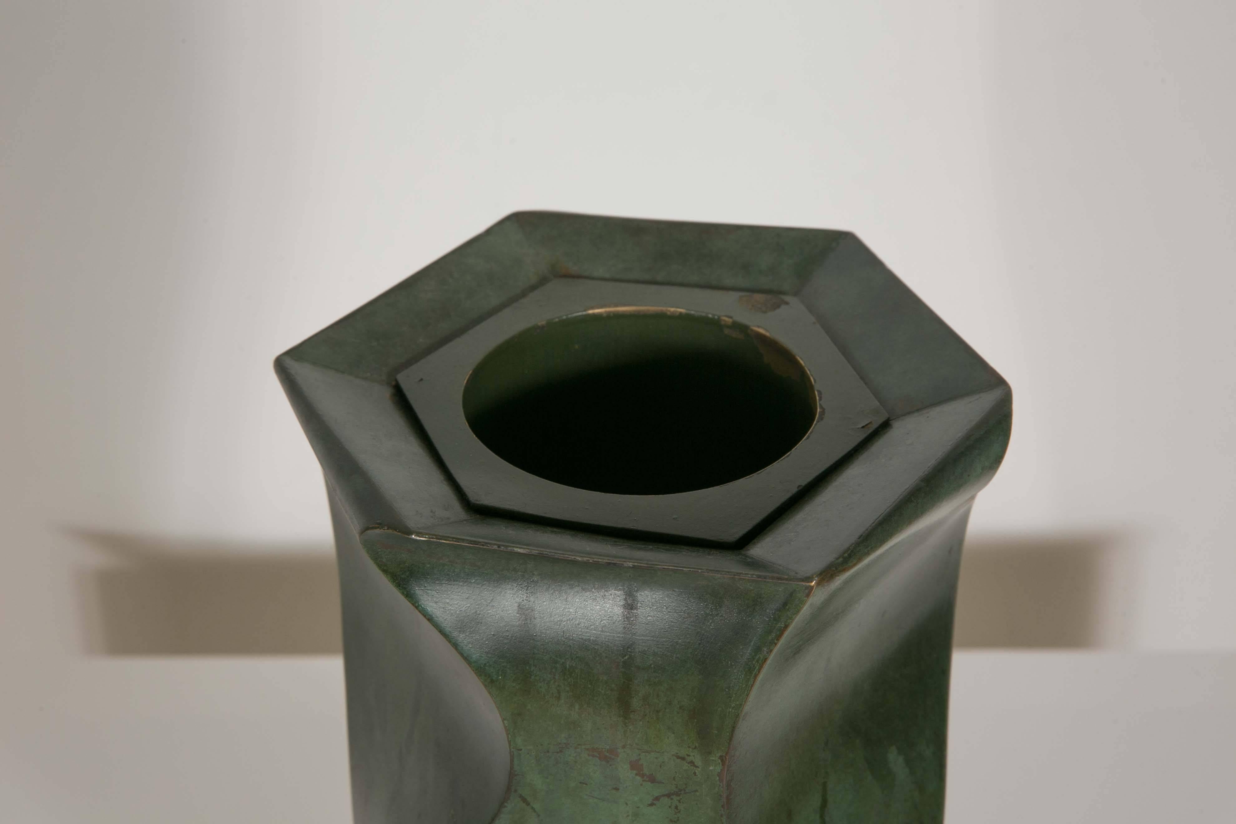 Art Deco Bronze Vase by Jean Dunand, 1920s