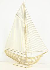 Large Polished Brass Sail Boat Sculpture by Curtis Jere, Signed, circa 1970