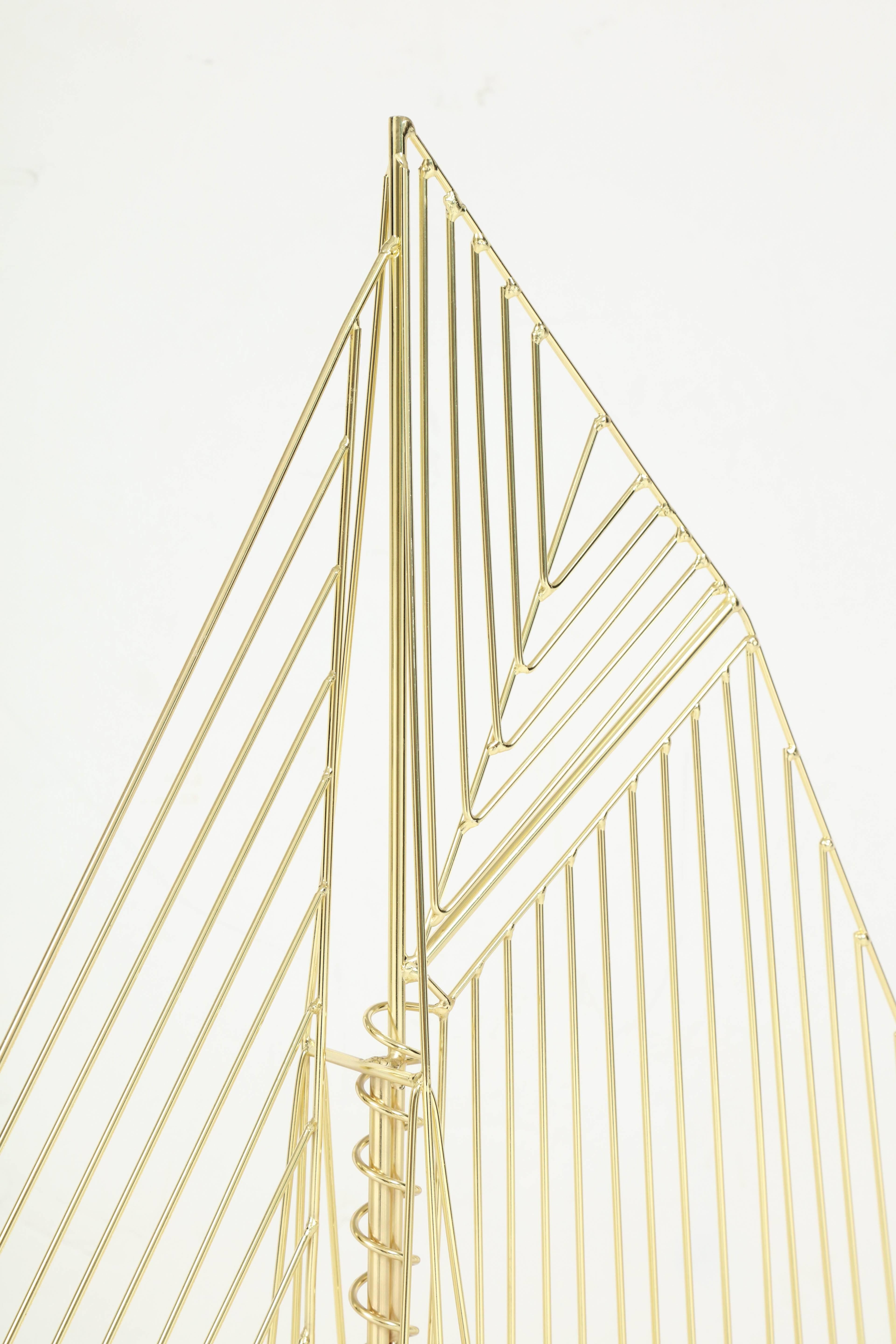 20th Century Large Polished Brass Sail Boat Sculpture by Curtis Jere, Signed, circa 1970 For Sale