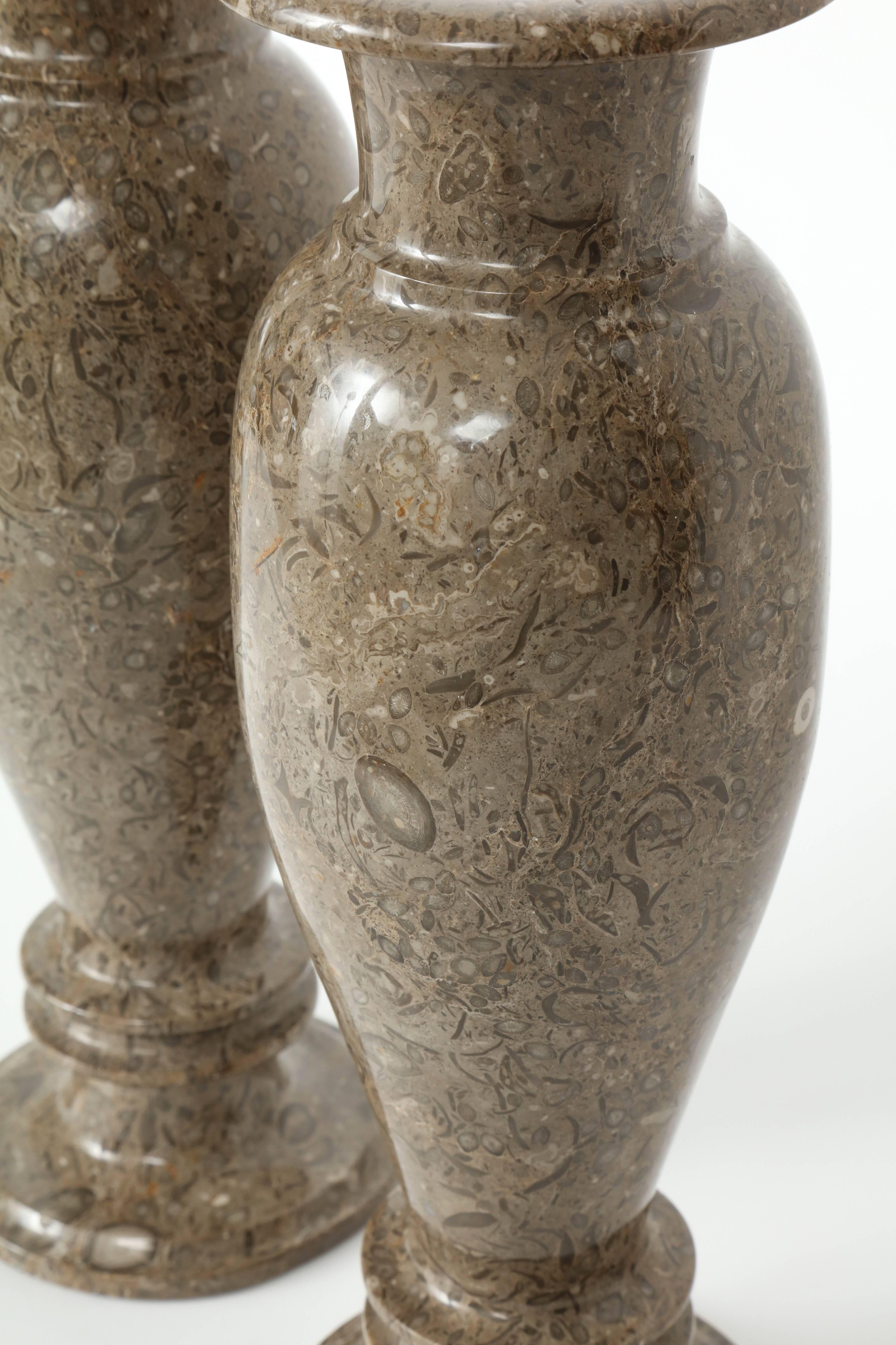 Pair of Gotland Limestone Vases 1