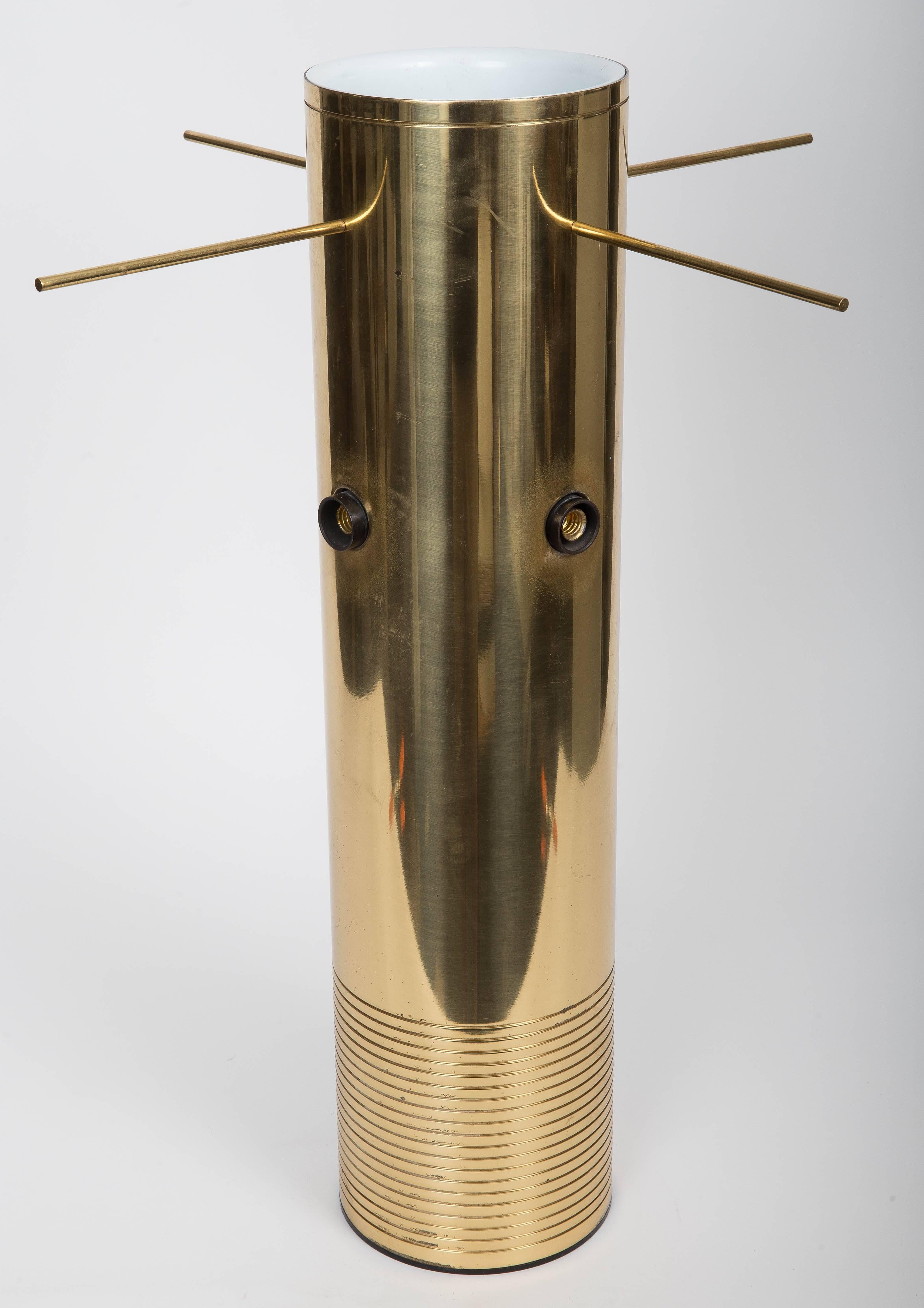 Modern Italian Brass Cylinder Table Lamp, circa 20th Century 3