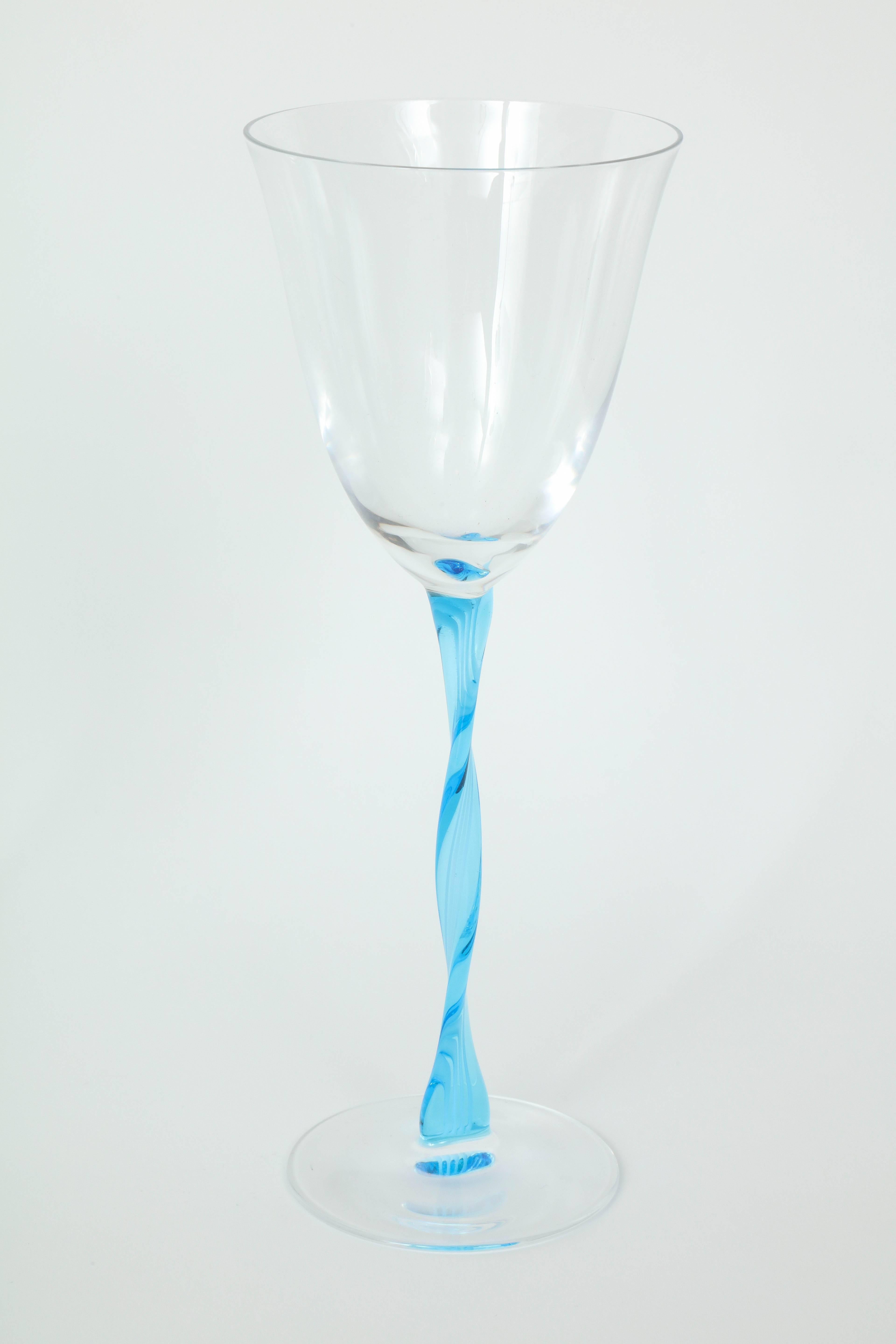 Italian Eight Salviati Murano Wine Glasses For Sale