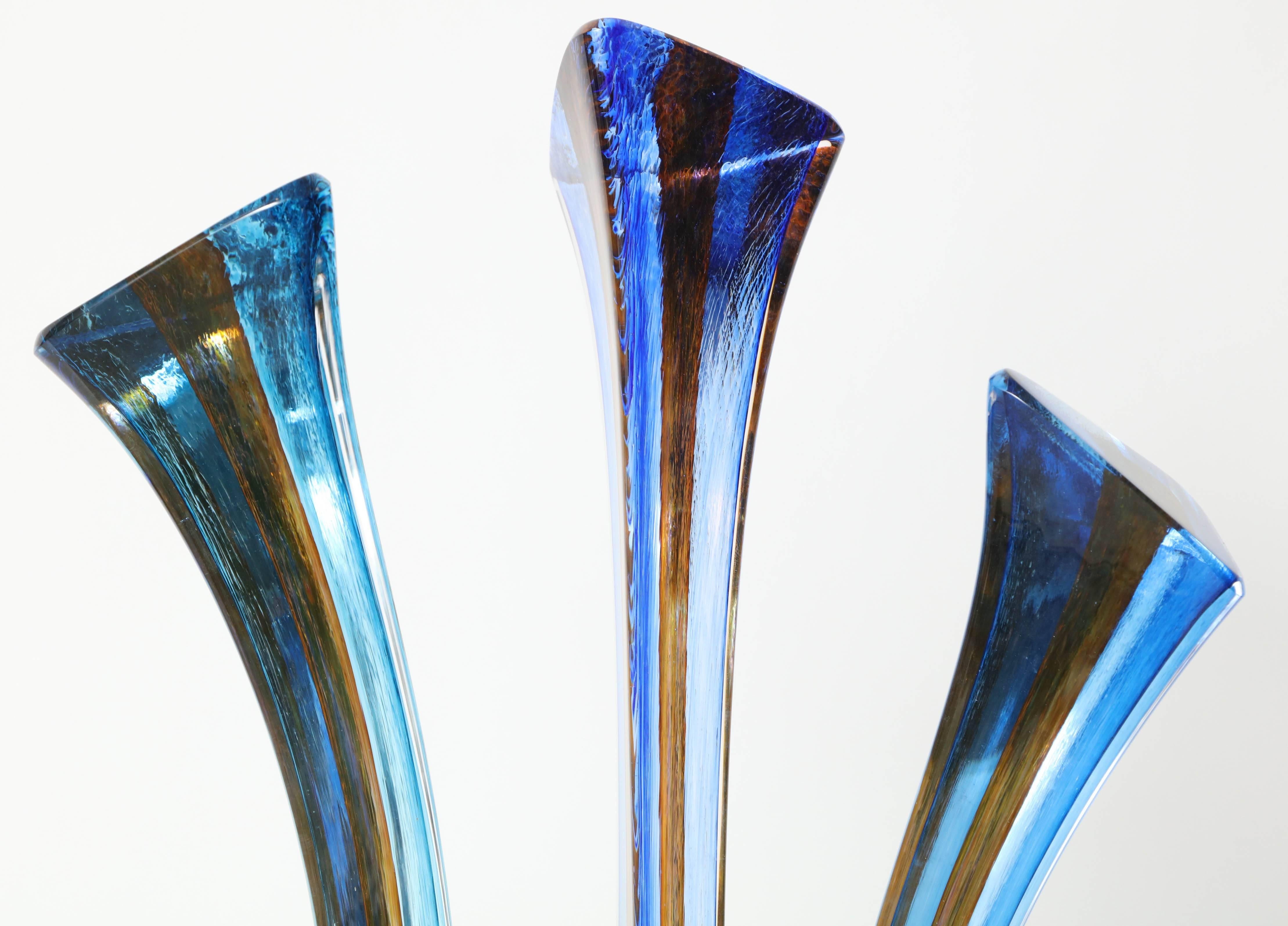 Blown Glass Barry Entner Triangle Solids Glass Sculpture, 2014