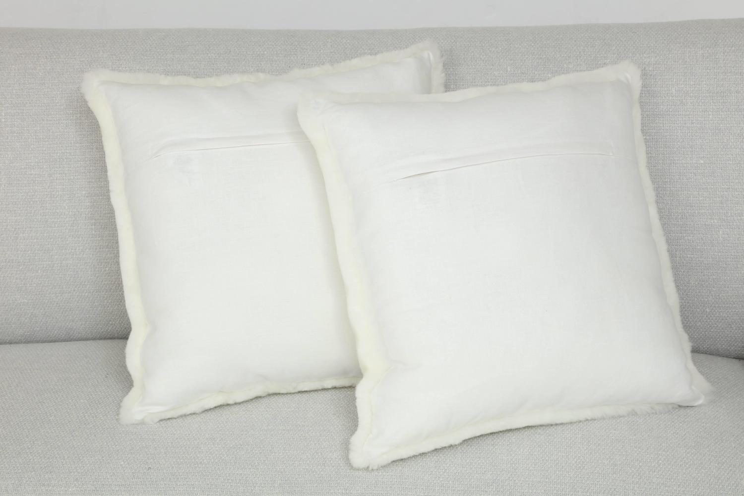 Mid Century Italian Sofa with Shearling Pillows, circa 1950s For Sale at 1stdibs