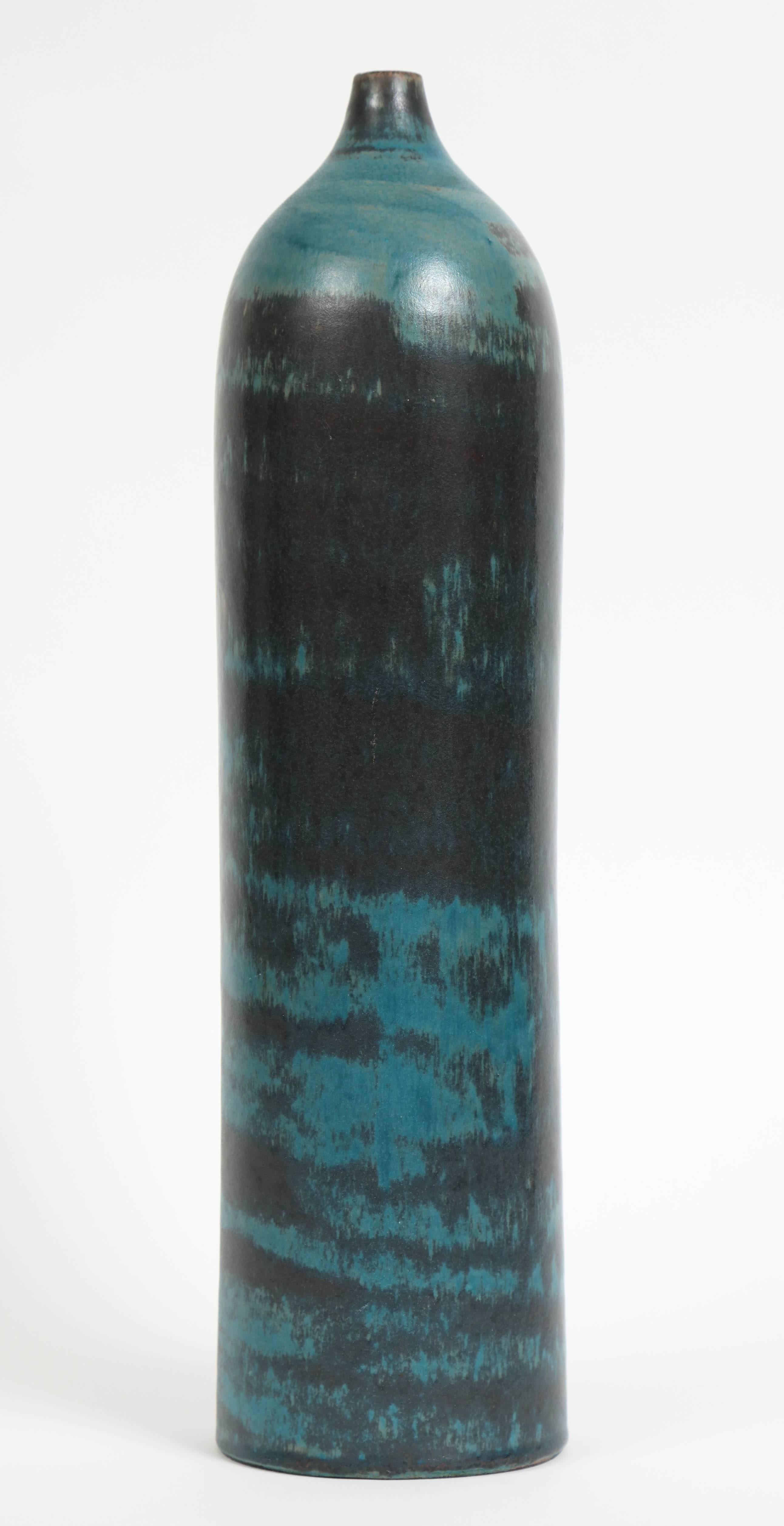 Zylindrische Keramikvase von Marcello Fantoni, glasiertes Steingut, ca. 1960er Jahre (Italienisch) im Angebot