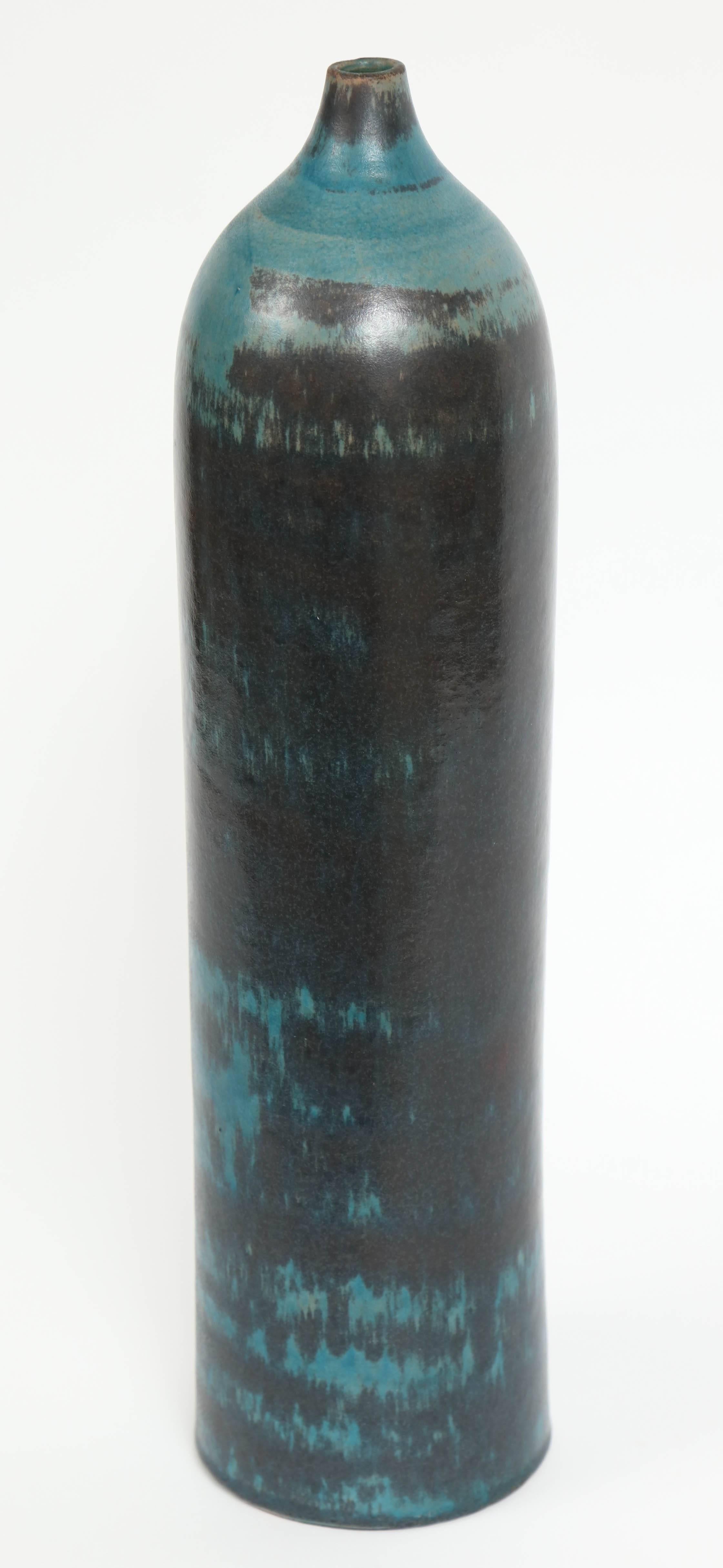 Zylindrische Keramikvase von Marcello Fantoni, glasiertes Steingut, ca. 1960er Jahre (20. Jahrhundert) im Angebot