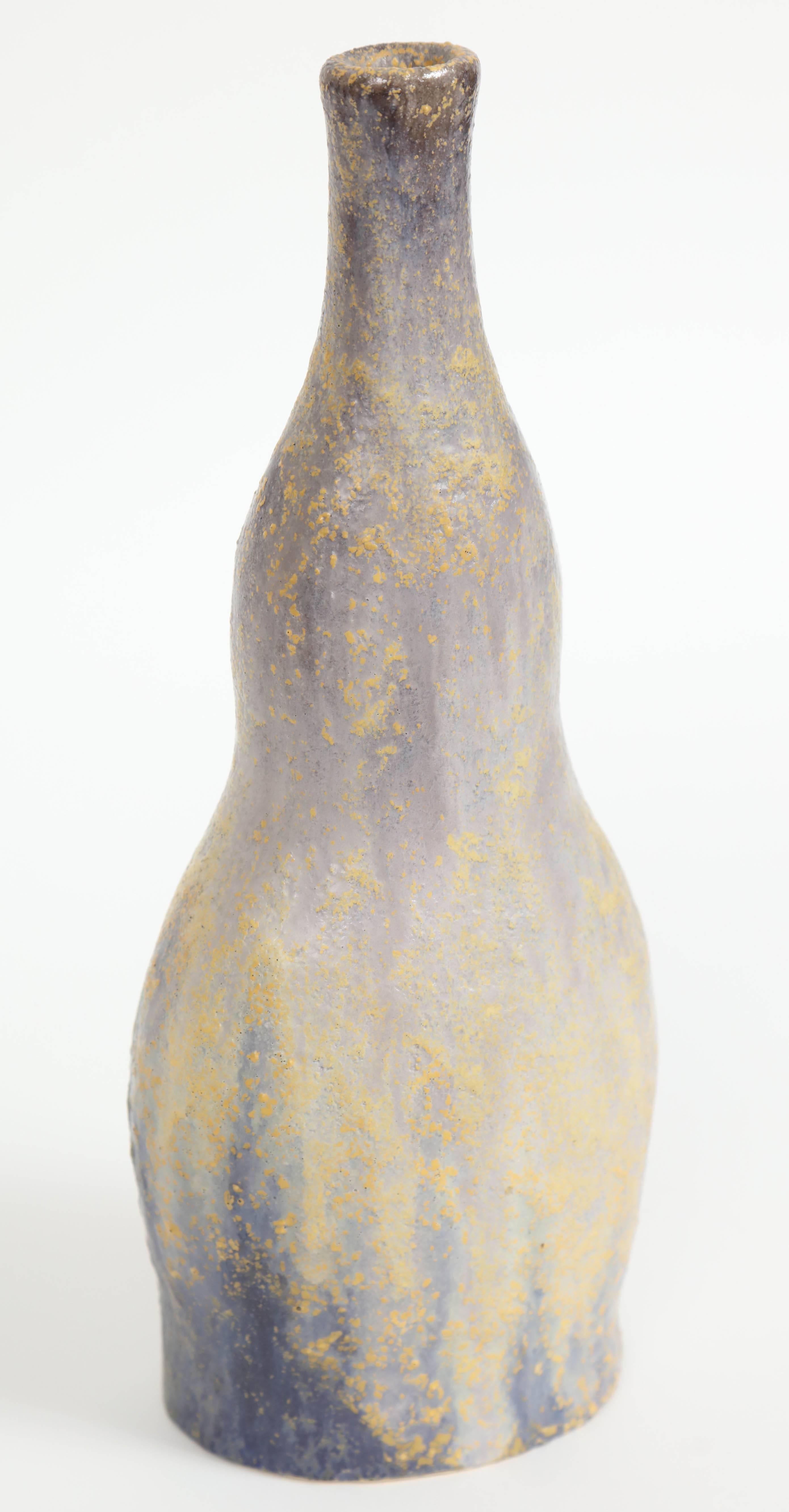 Italian Marcello Fantoni Ceramic Bottle Vase, Glazed Stoneware, circa 1970s For Sale