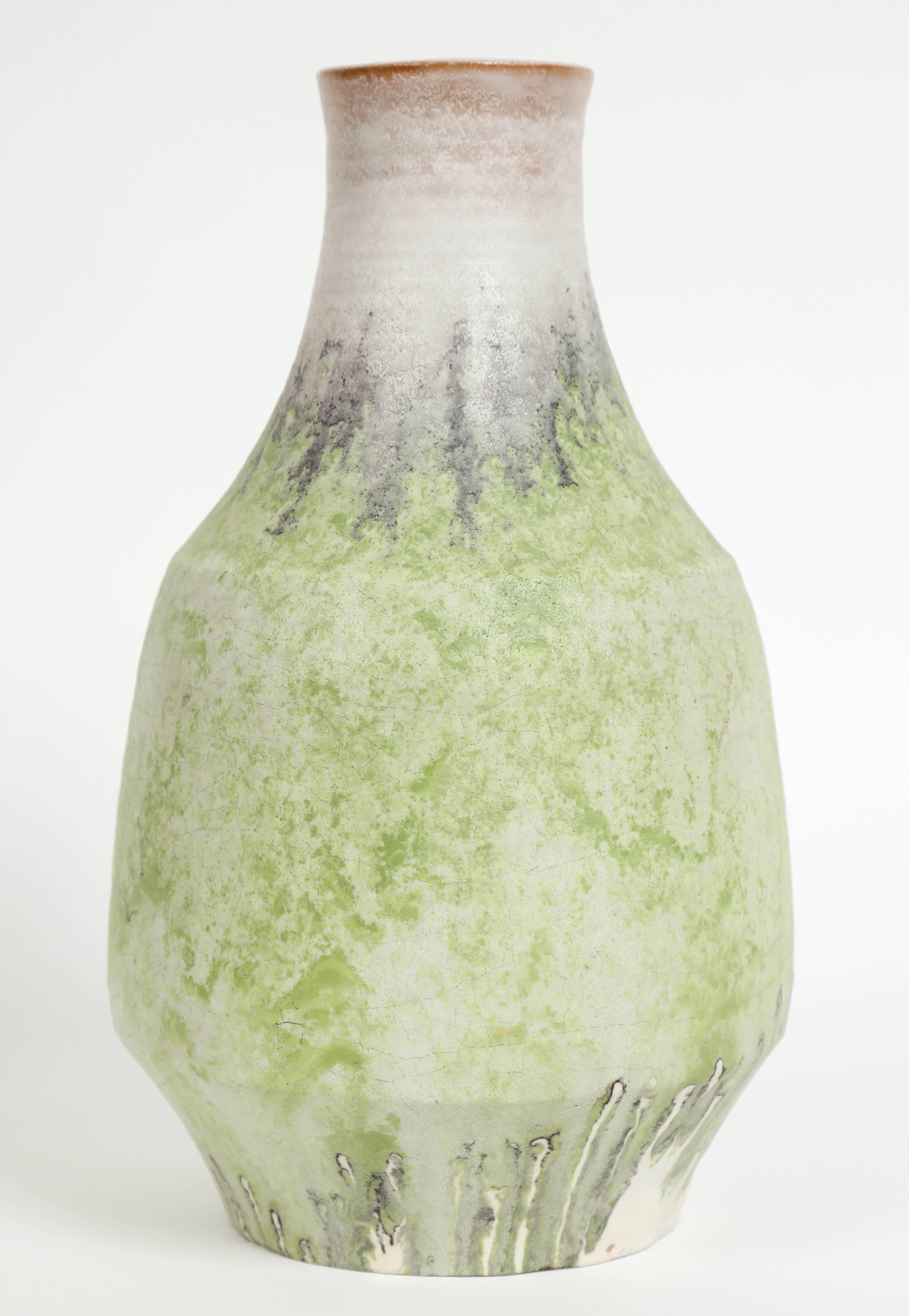 Marcello Fantoni Ceramic Vase, Glazed Stoneware, circa 1970s In Good Condition For Sale In New York, NY