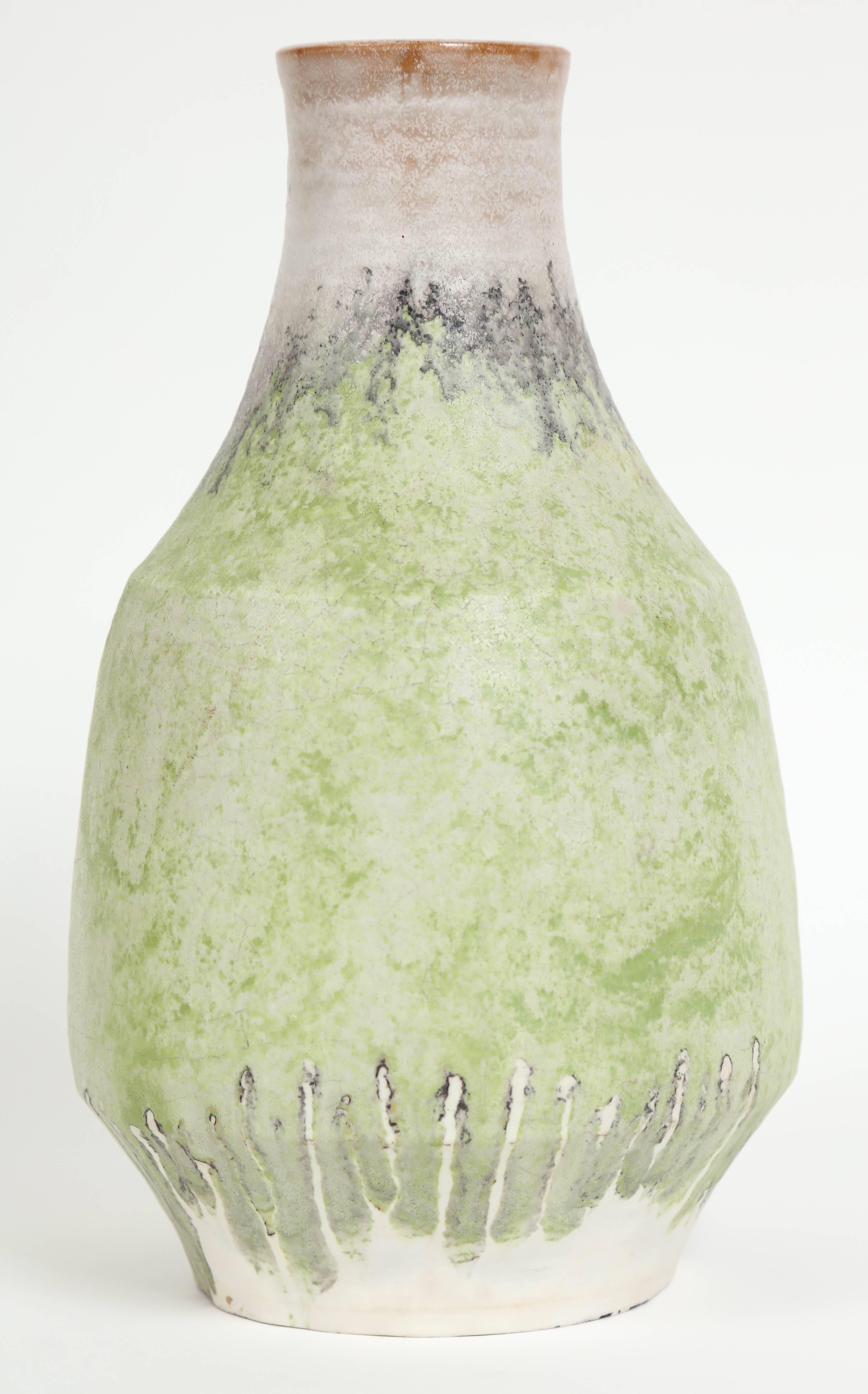 20th Century Marcello Fantoni Ceramic Vase, Glazed Stoneware, circa 1970s For Sale