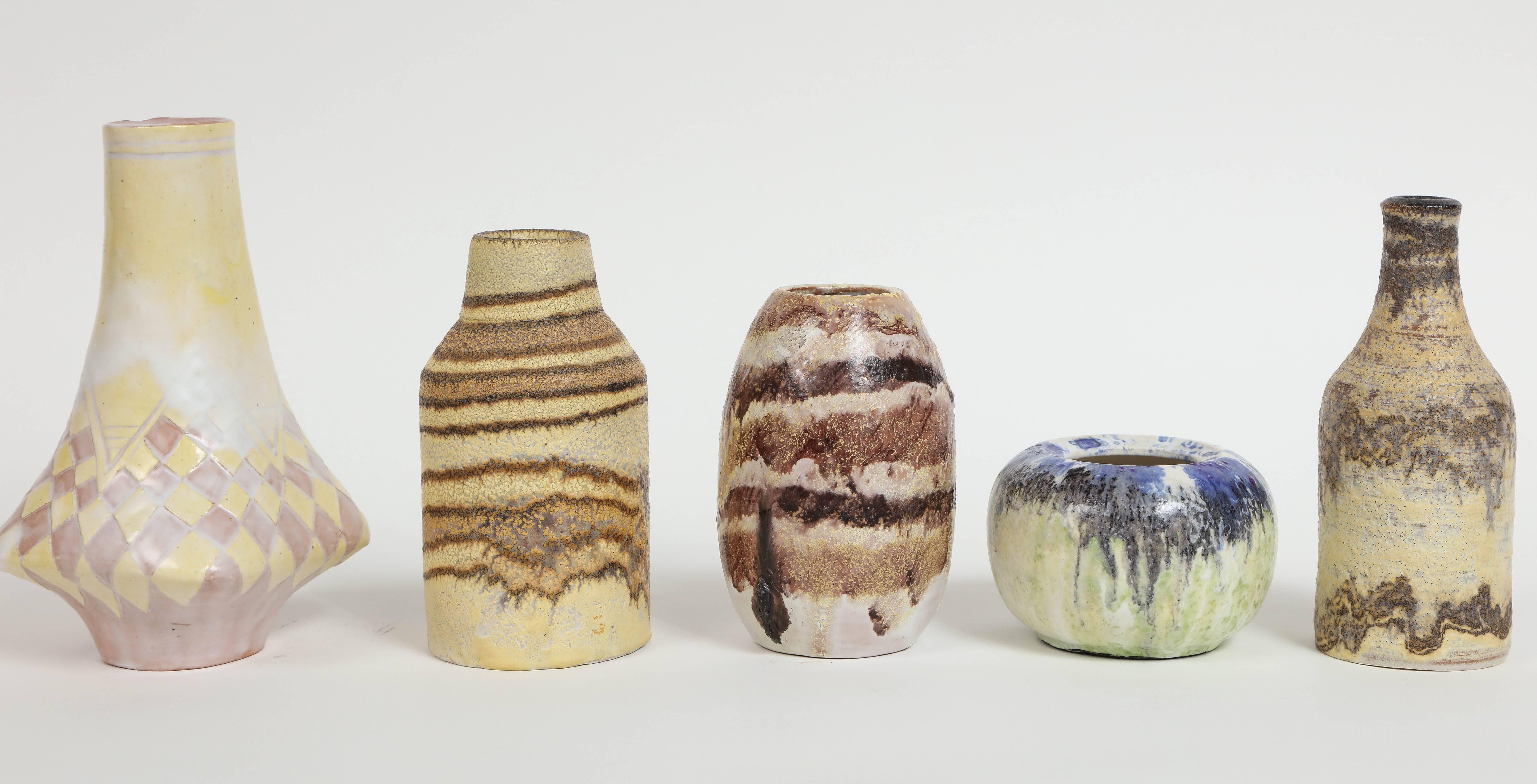 Mid-Century Modern Marcello Fantoni Small Ceramic Vases, circa 1960s - 1970s For Sale