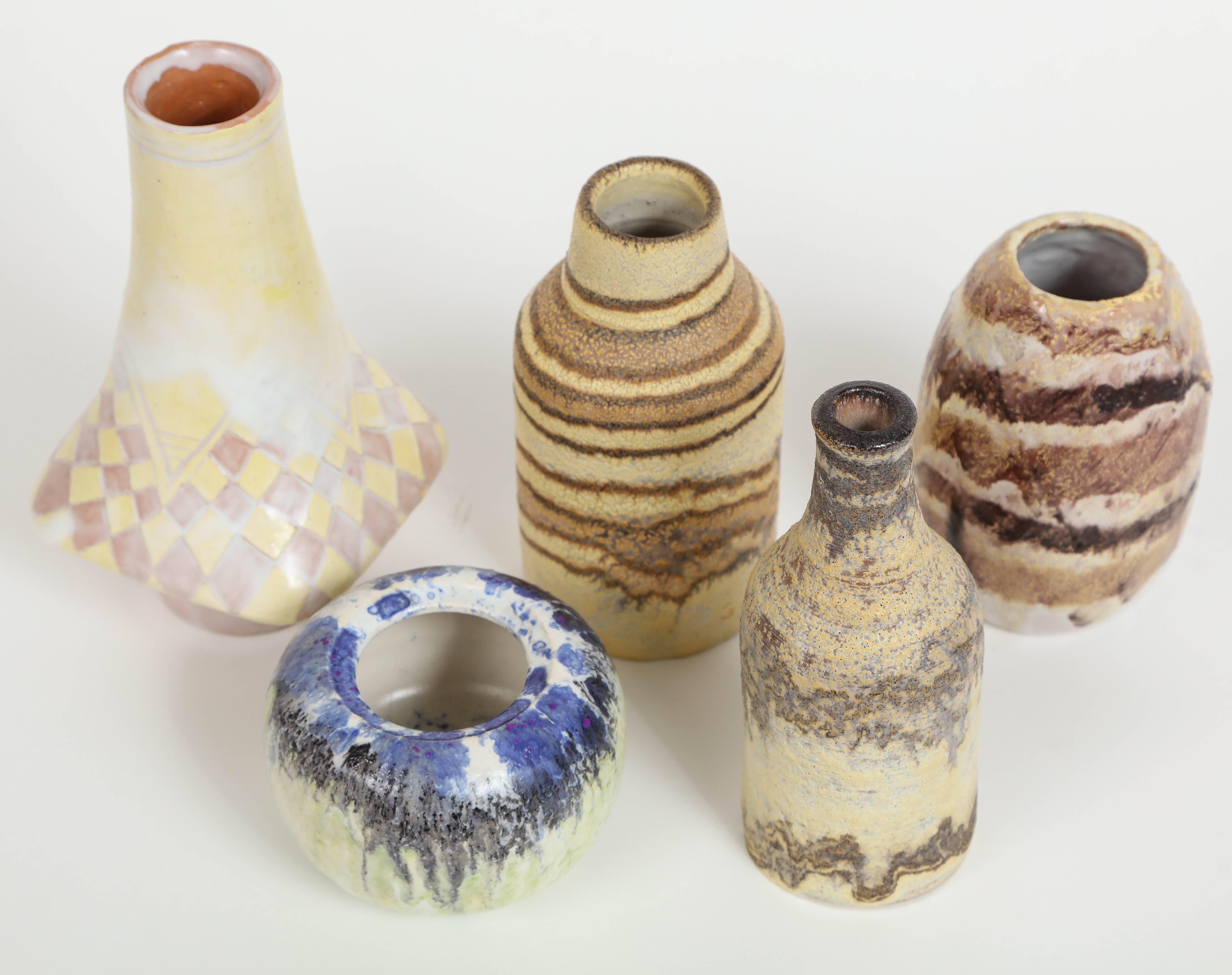 20th Century Marcello Fantoni Small Ceramic Vases, circa 1960s - 1970s For Sale