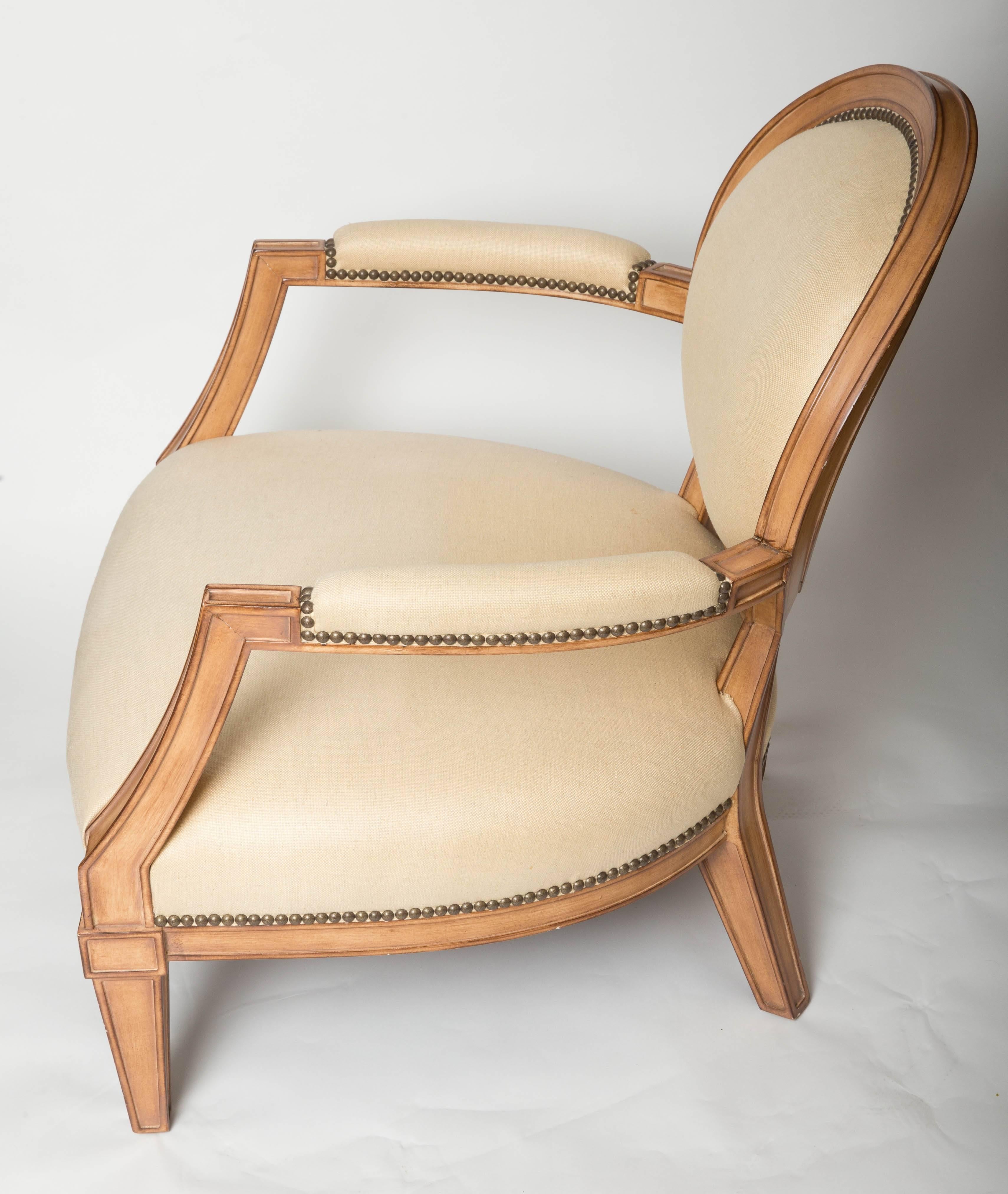 French Provincial Pair of Brunschwig and Fils Upholstered Chairs 