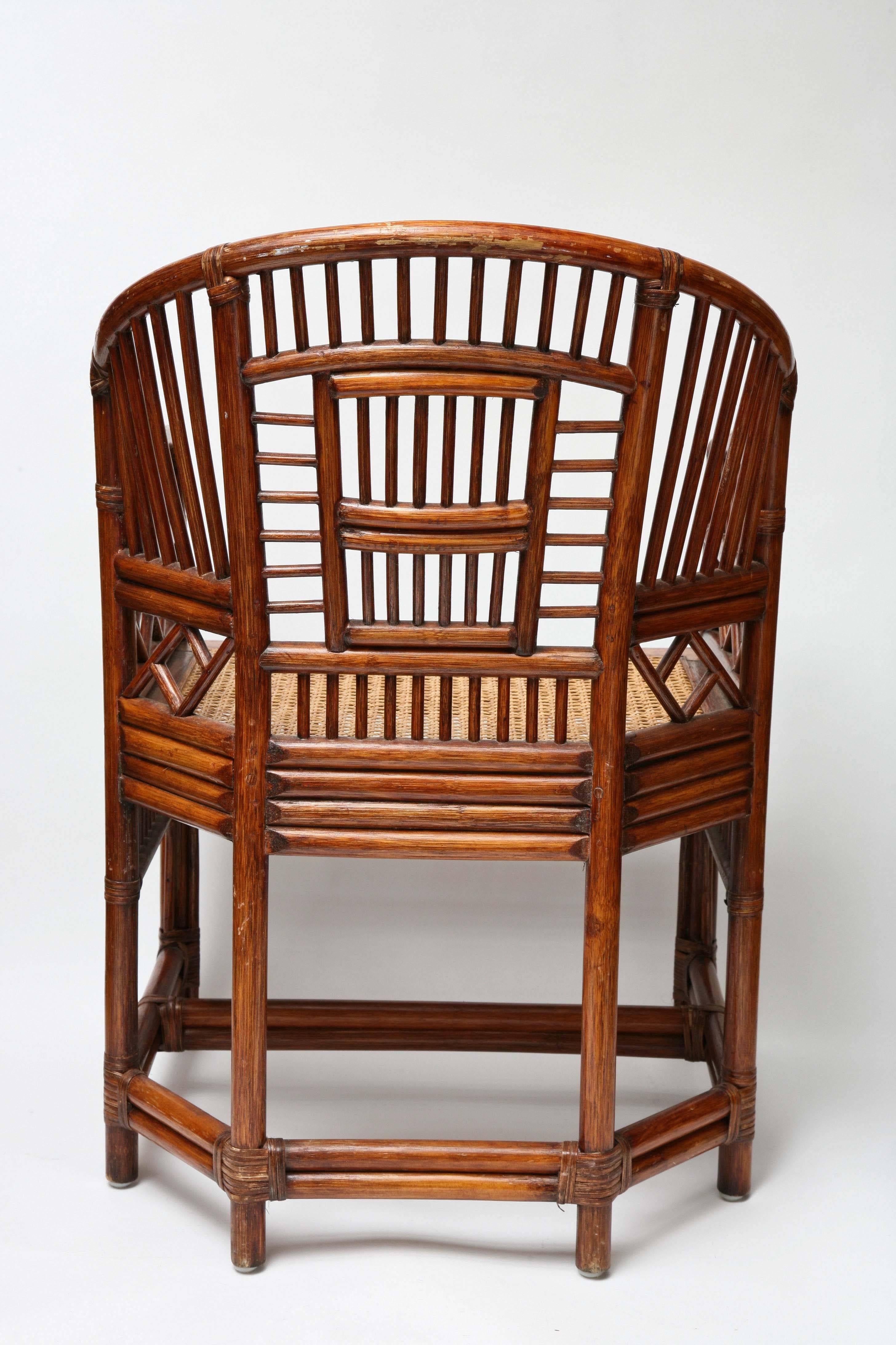 20th Century Pair of English Chippendale Style Chairs with Caned Seat